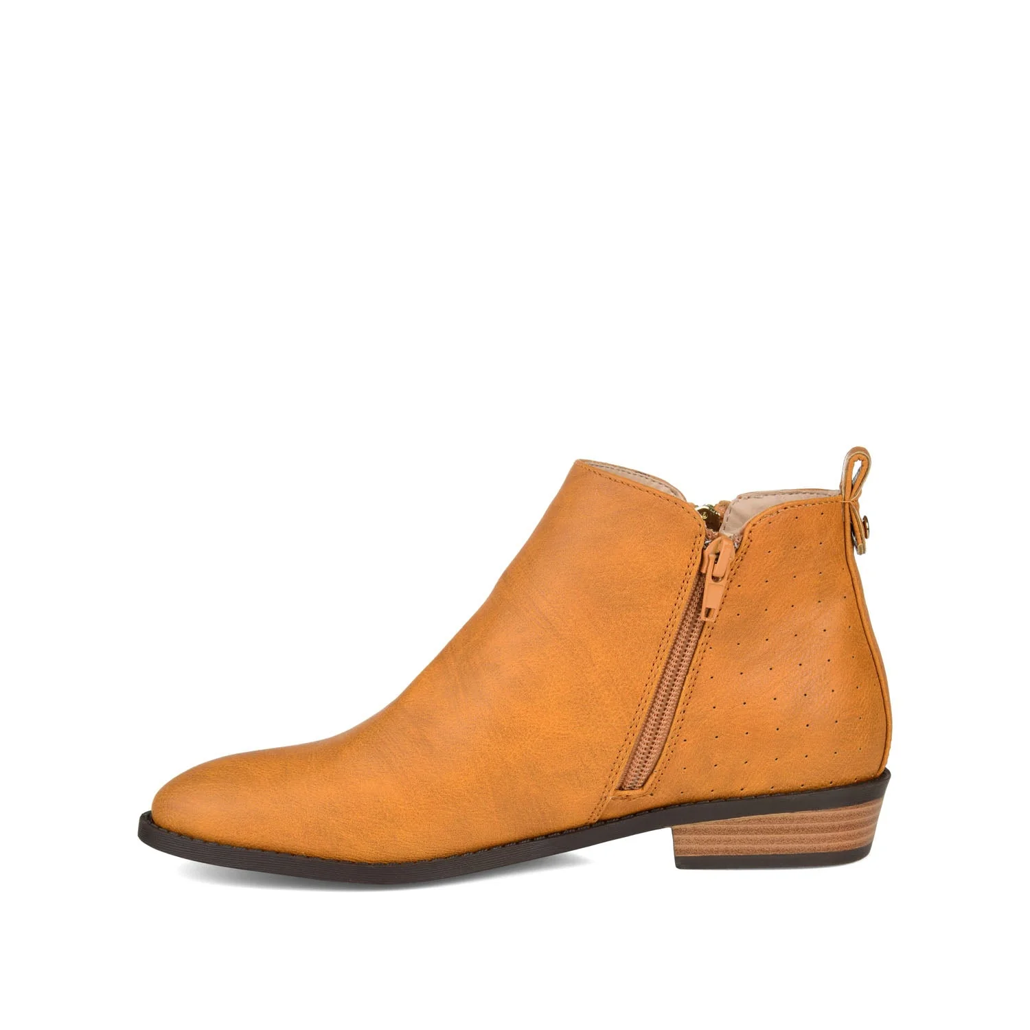 ELLIS ZIP UP VEGAN LEATHER BOOTIES IN WIDE - Mustard - Image 3