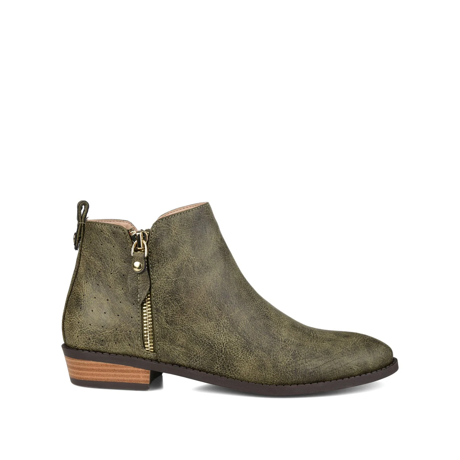 ELLIS ZIP UP VEGAN LEATHER BOOTIES IN WIDE - Olive - Image 2