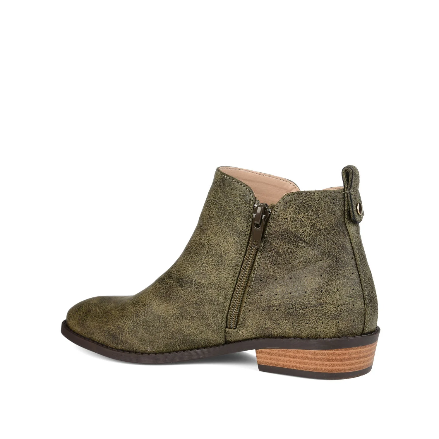 ELLIS ZIP UP VEGAN LEATHER BOOTIES IN WIDE - Olive - Image 4