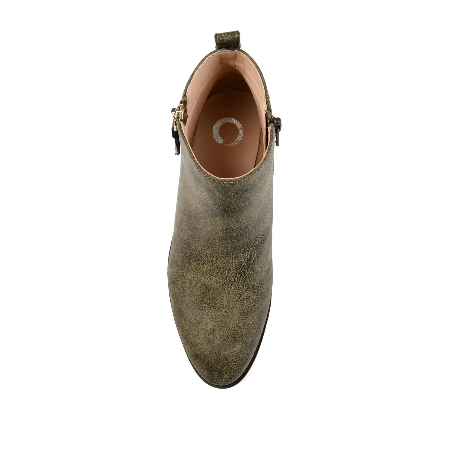 ELLIS ZIP UP VEGAN LEATHER BOOTIES IN WIDE - Olive - Image 6