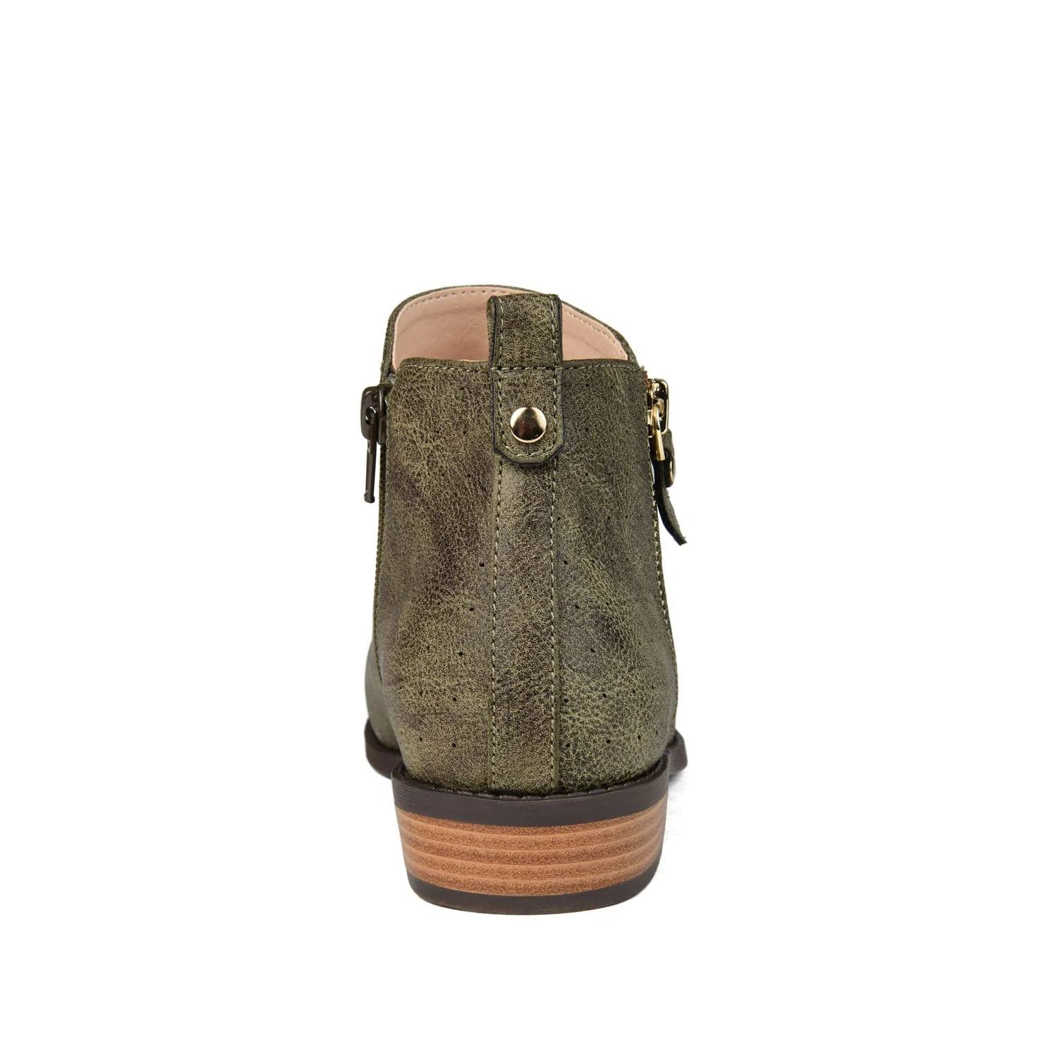 ELLIS ZIP UP VEGAN LEATHER BOOTIES IN WIDE - Olive - Image 7