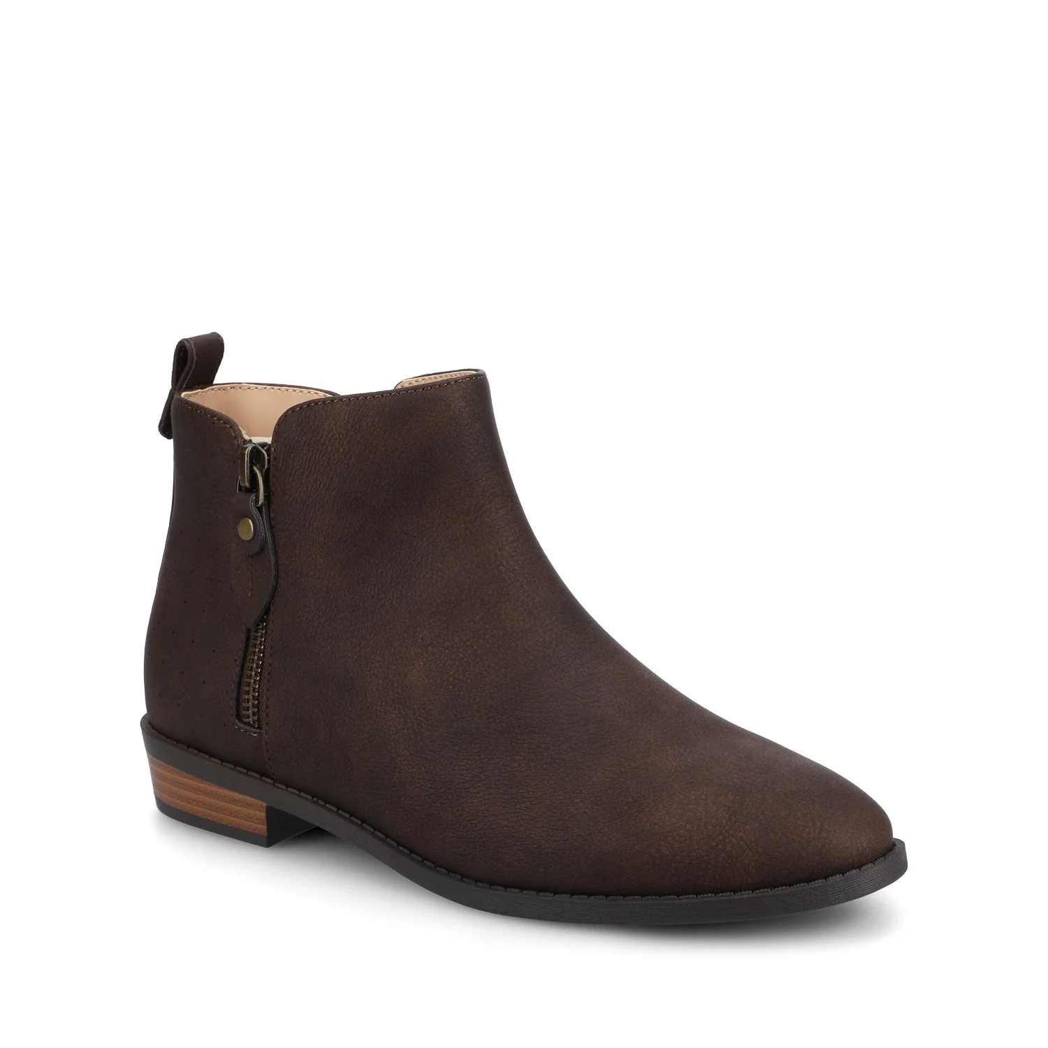 ELLIS ZIP UP VEGAN LEATHER BOOTIES IN WIDE - Vintage Chocolate - Image 2