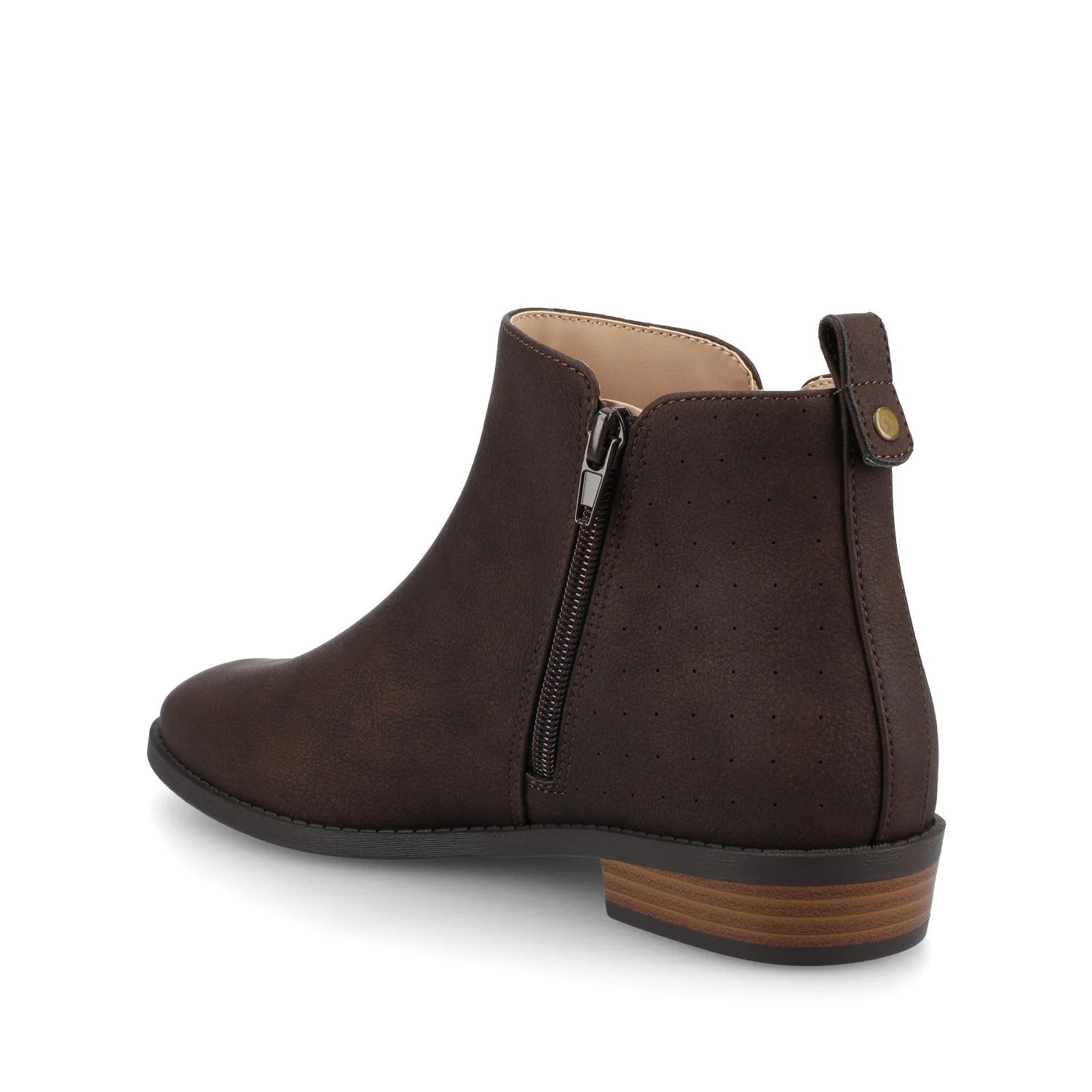 ELLIS ZIP UP VEGAN LEATHER BOOTIES IN WIDE - Vintage Chocolate - Image 3
