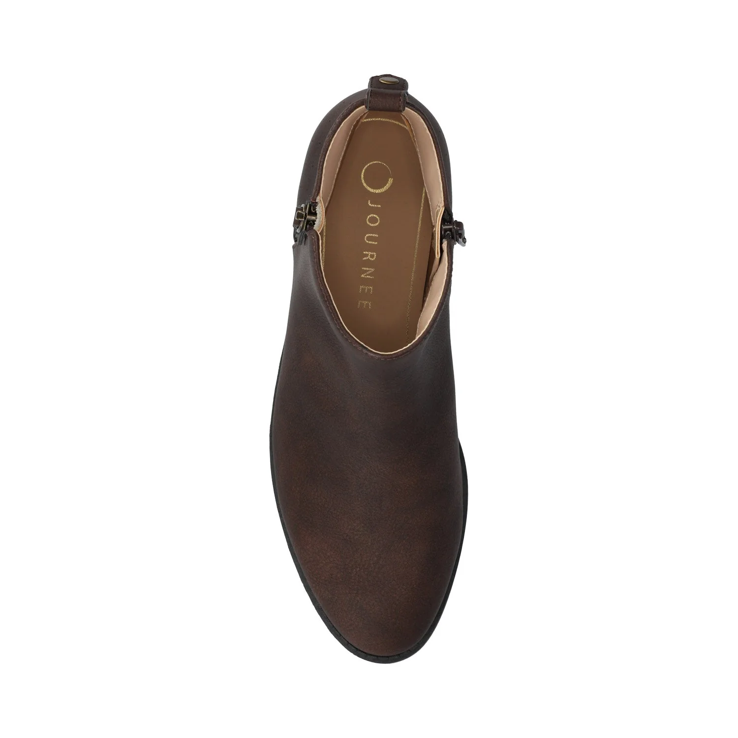 ELLIS ZIP UP VEGAN LEATHER BOOTIES IN WIDE - Vintage Chocolate - Image 4