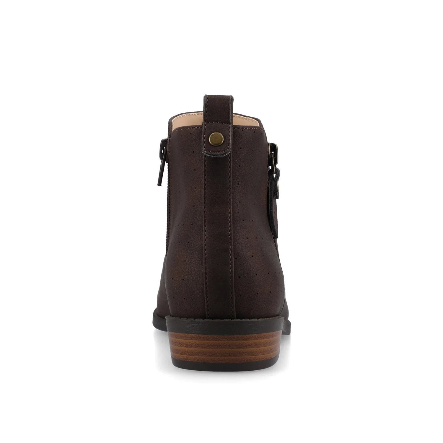 ELLIS ZIP UP VEGAN LEATHER BOOTIES IN WIDE - Vintage Chocolate - Image 6