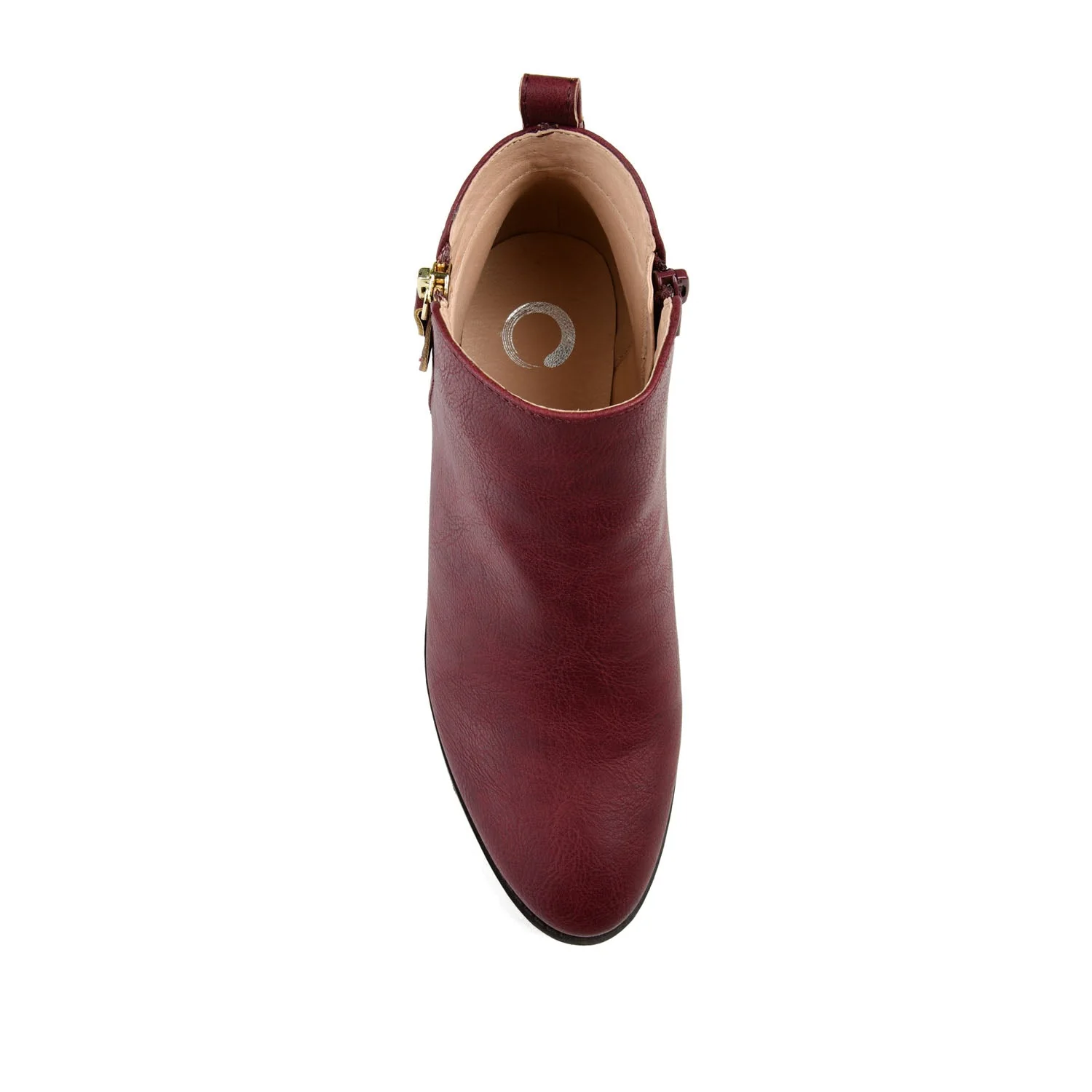 ELLIS ZIP UP VEGAN LEATHER BOOTIES IN WIDE - Wine - Image 5