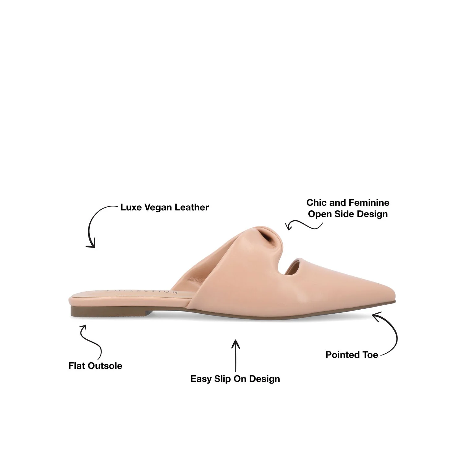 ENNISS MULE FLATS IN VEGAN LEATHER - Blush - Image 9