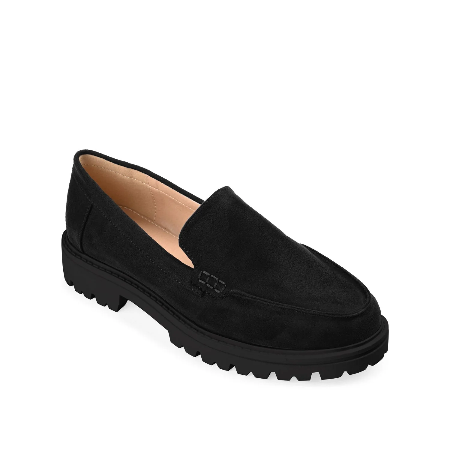 ERIKA LOAFER FLATS IN FAUX SUEDE - Black Faux Suede - Image 2