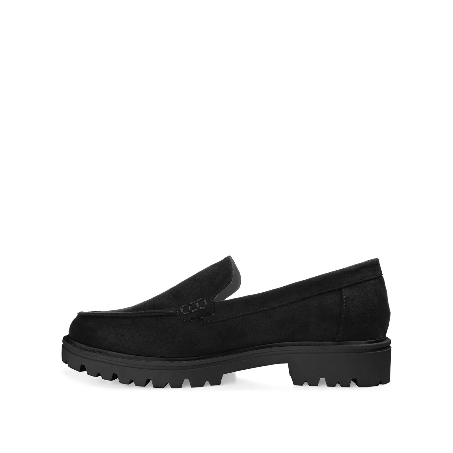 ERIKA LOAFER FLATS IN FAUX SUEDE - Black Faux Suede - Image 3