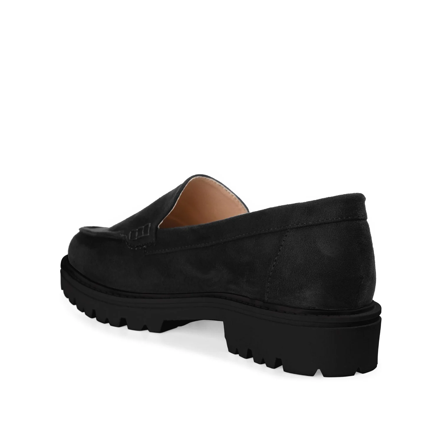 ERIKA LOAFER FLATS IN FAUX SUEDE - Black Faux Suede - Image 4