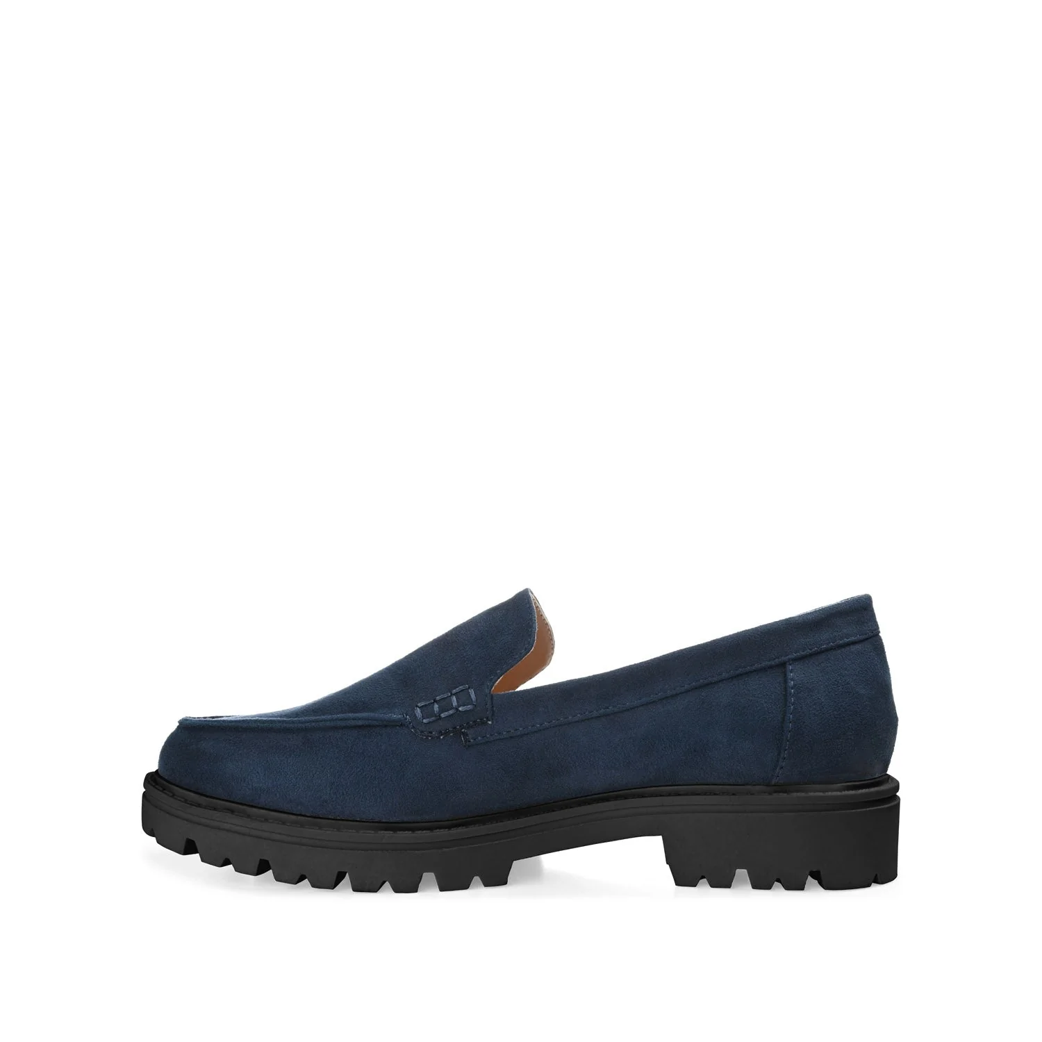 ERIKA LOAFER FLATS IN FAUX SUEDE - Navy Faux Suede - Image 3