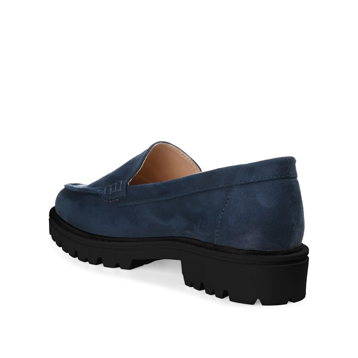 ERIKA LOAFER FLATS IN FAUX SUEDE - Navy Faux Suede - Image 4
