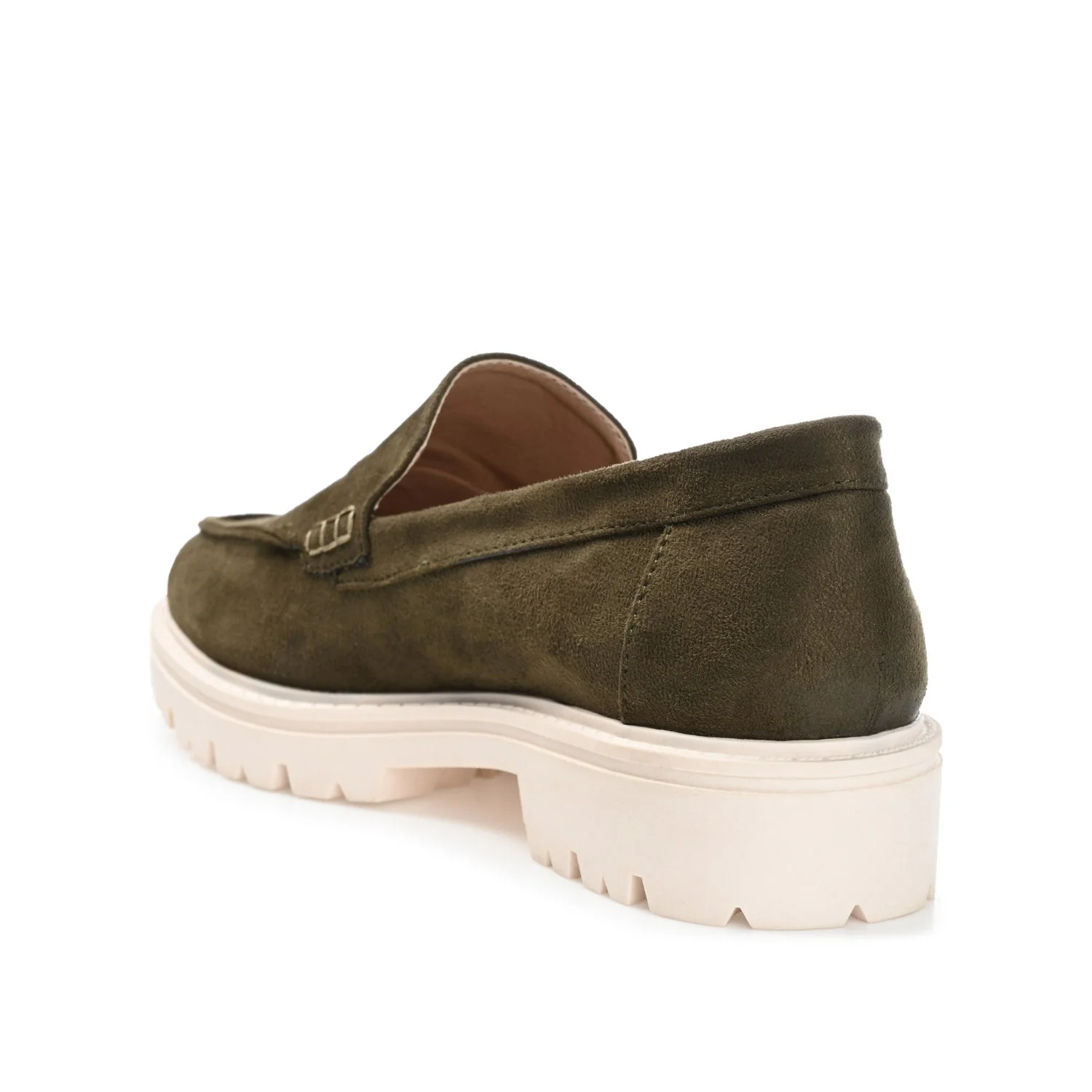 ERIKA LOAFER FLATS IN FAUX SUEDE - Olive Faux Suede - Image 4