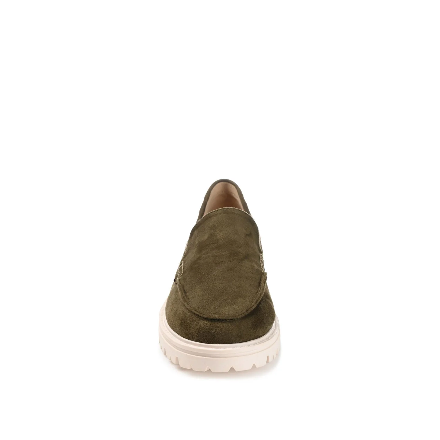 ERIKA LOAFER FLATS IN FAUX SUEDE - Olive Faux Suede - Image 5