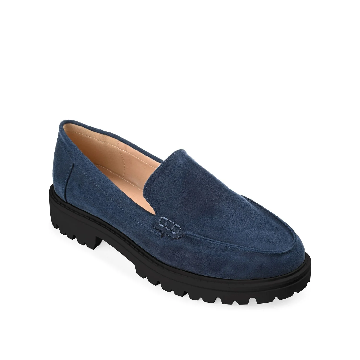 ERIKA FAUX SUEDE LOAFER FLAT IN WIDE - Navy Faux Suede - Image 2