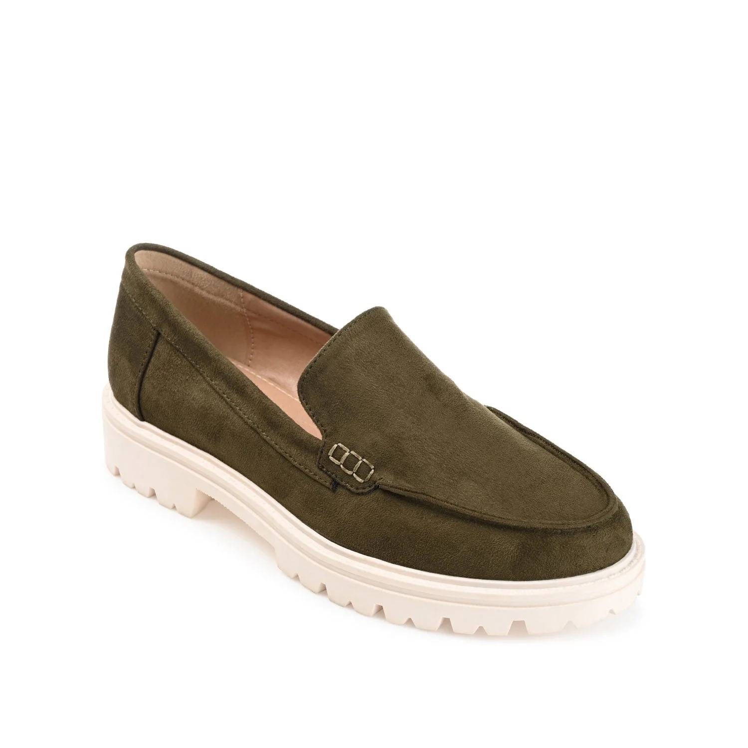 ERIKA FAUX SUEDE LOAFER FLAT IN WIDE - Olive Faux Suede - Image 2