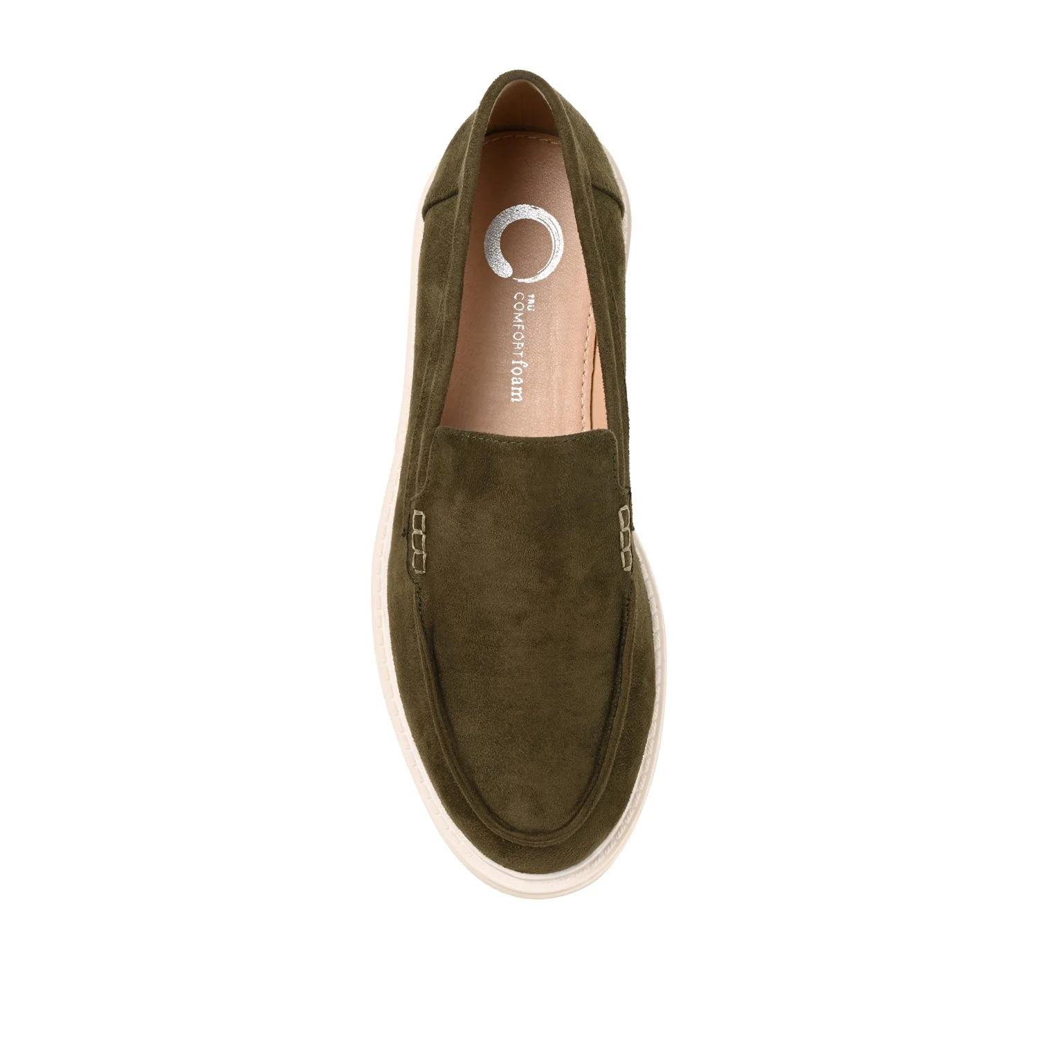 ERIKA FAUX SUEDE LOAFER FLAT IN WIDE - Olive Faux Suede - Image 6