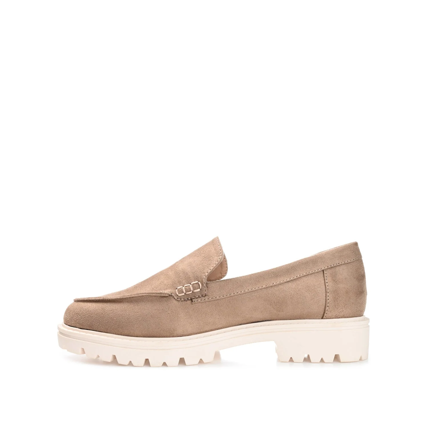 ERIKA FAUX SUEDE LOAFER FLAT IN WIDE - Taupe Suede - Image 3