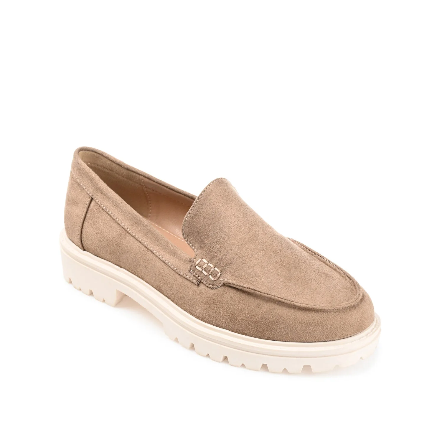 ERIKA FAUX SUEDE LOAFER FLAT IN WIDE - Taupe Suede - Image 4