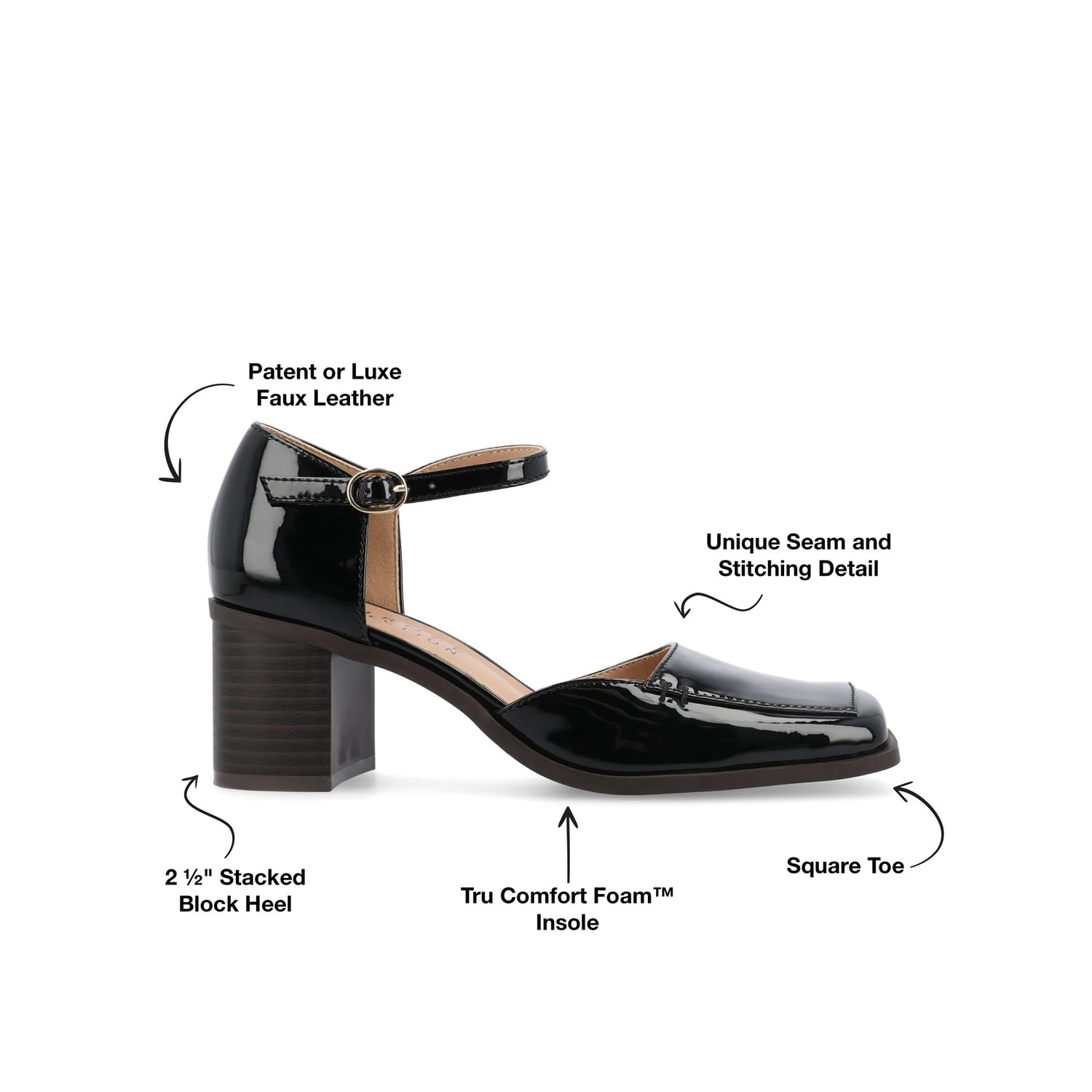 EVANGELINE PATENT HEELS IN WIDE - Patent Black - Image 9