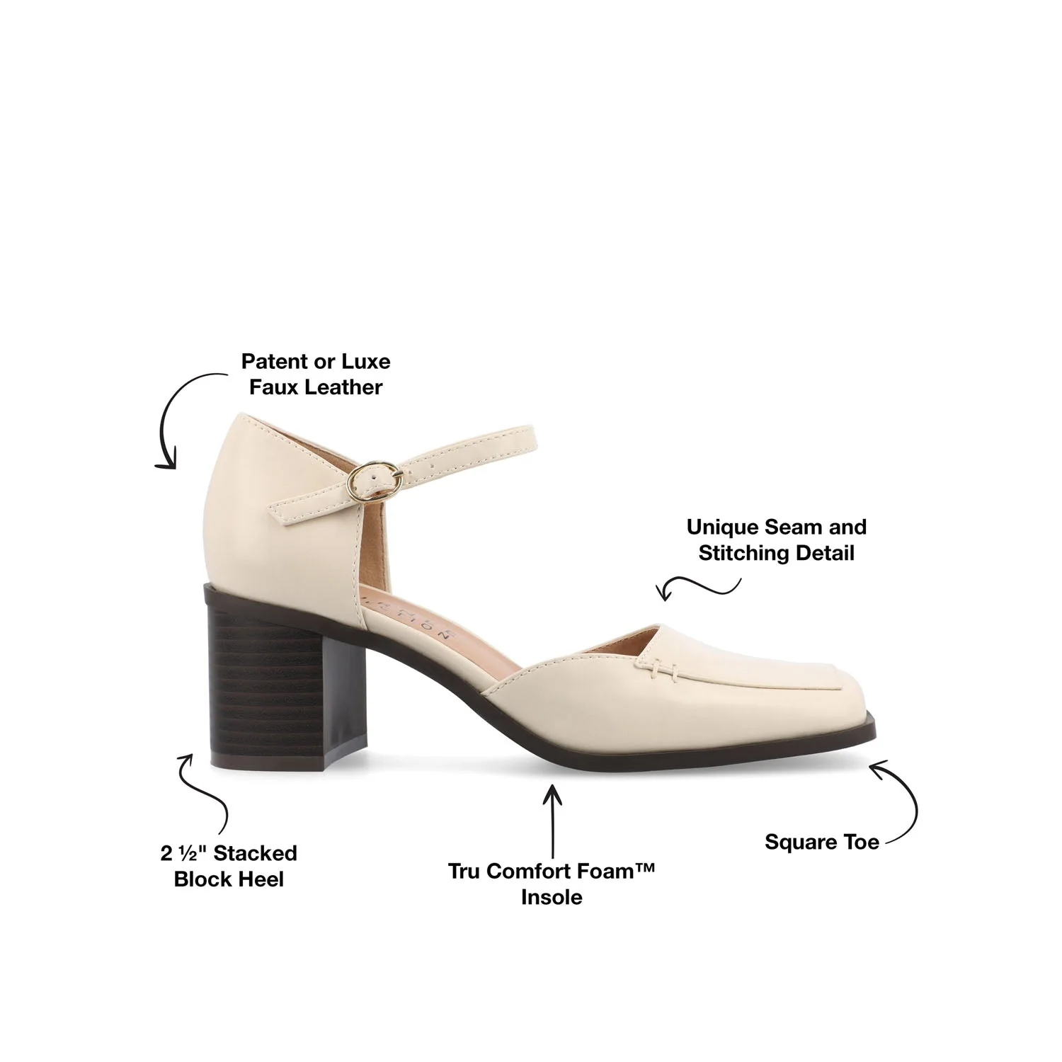 EVANGELINE VEGAN LEATHER HEELS IN WIDE - Beige PU - Image 8