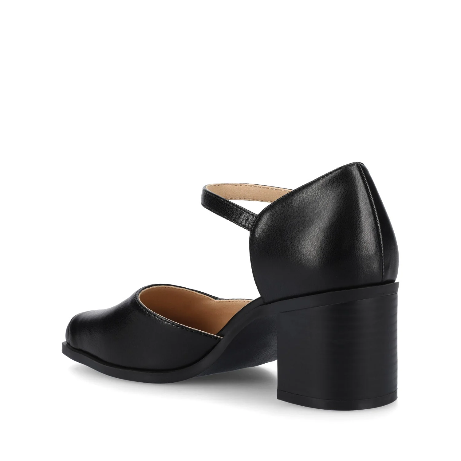 EVANGELINE VEGAN LEATHER HEELS IN WIDE - Black PU - Image 3