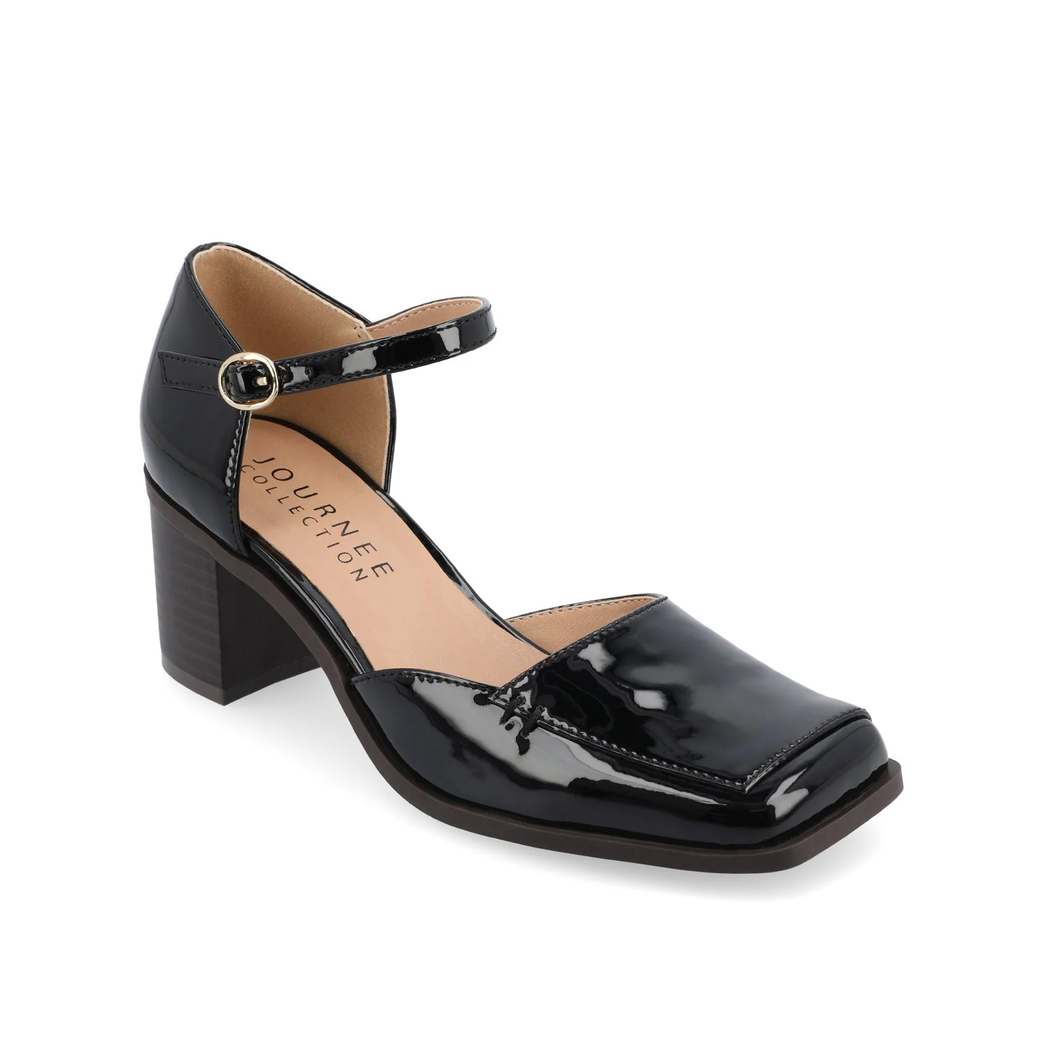 EVANGELINE BLOCK D'ORSAY HEELS IN PATENT - Patent Black - Image 2