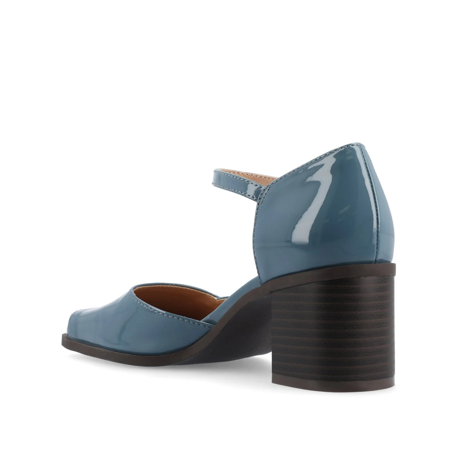 EVANGELINE BLOCK D'ORSAY HEELS IN PATENT - Patent Blue - Image 4