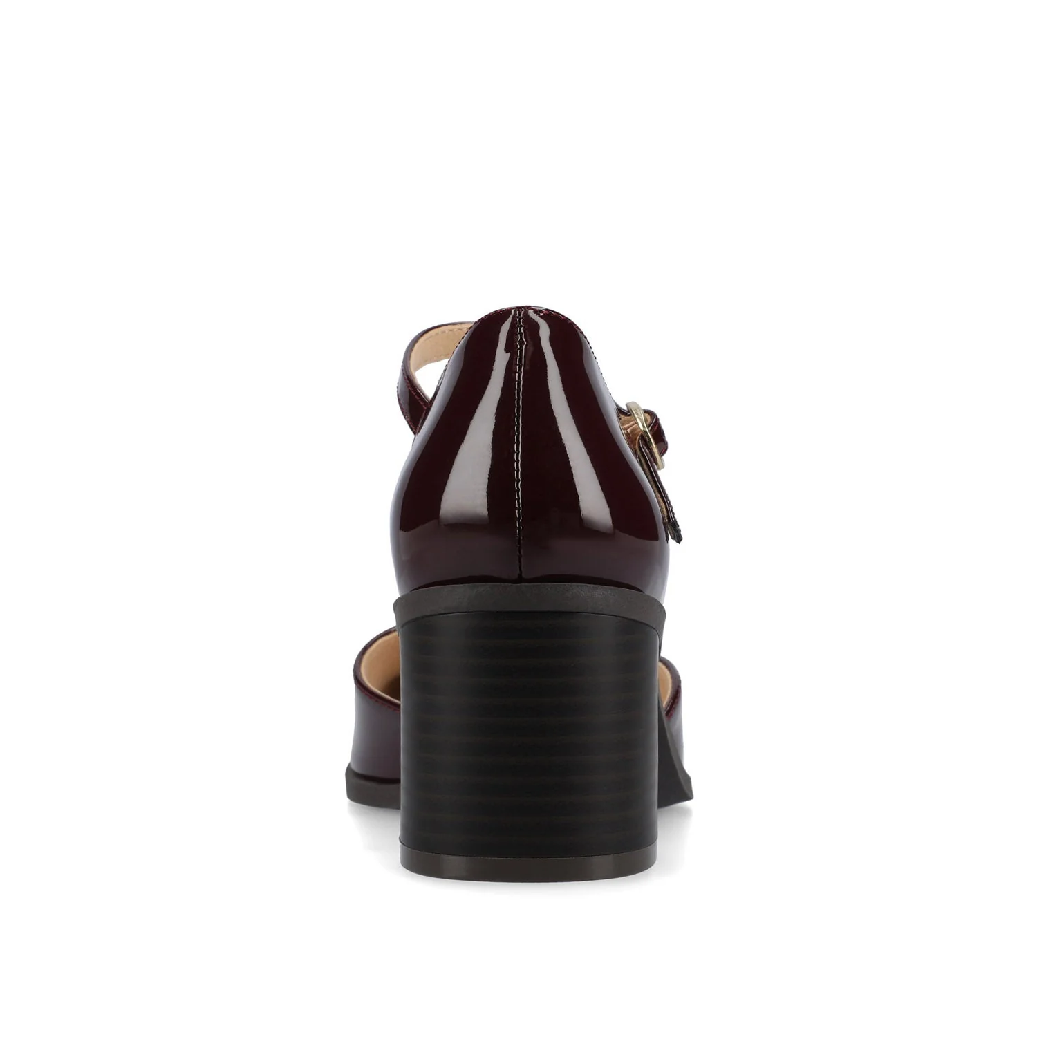 EVANGELINE BLOCK D'ORSAY HEELS IN PATENT - Patent Chocolate - Image 6