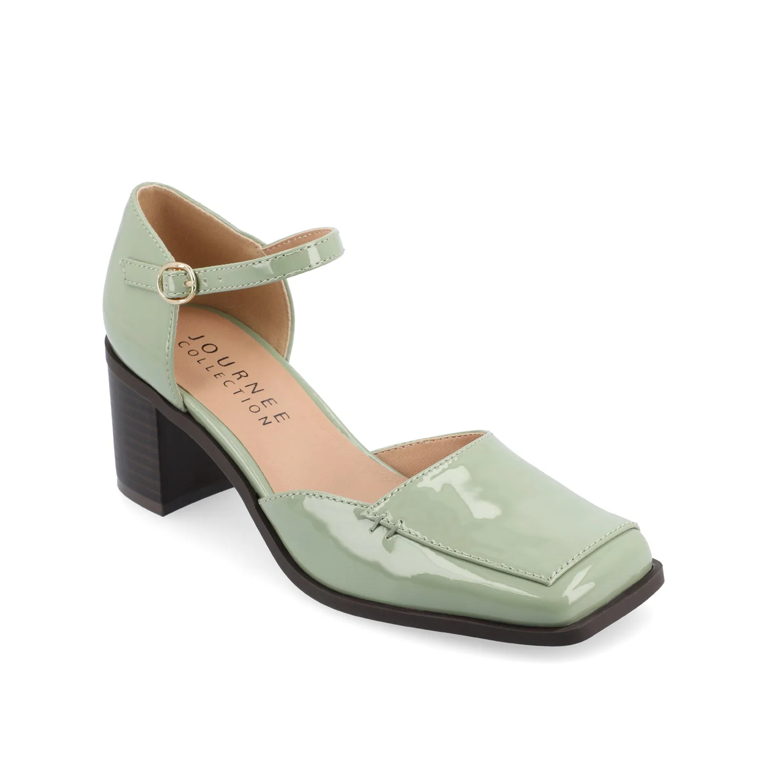 EVANGELINE BLOCK D'ORSAY HEELS IN PATENT - Patent Green - Image 4