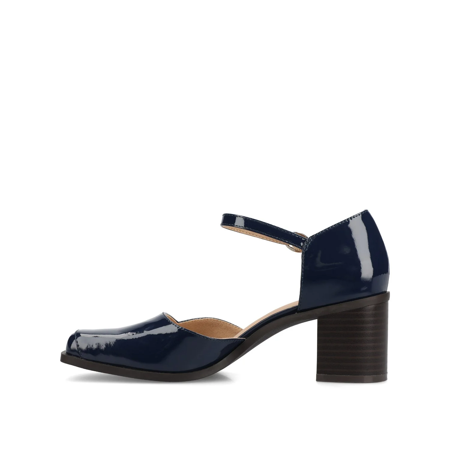 EVANGELINE BLOCK D'ORSAY HEELS IN PATENT - Patent Navy - Image 3