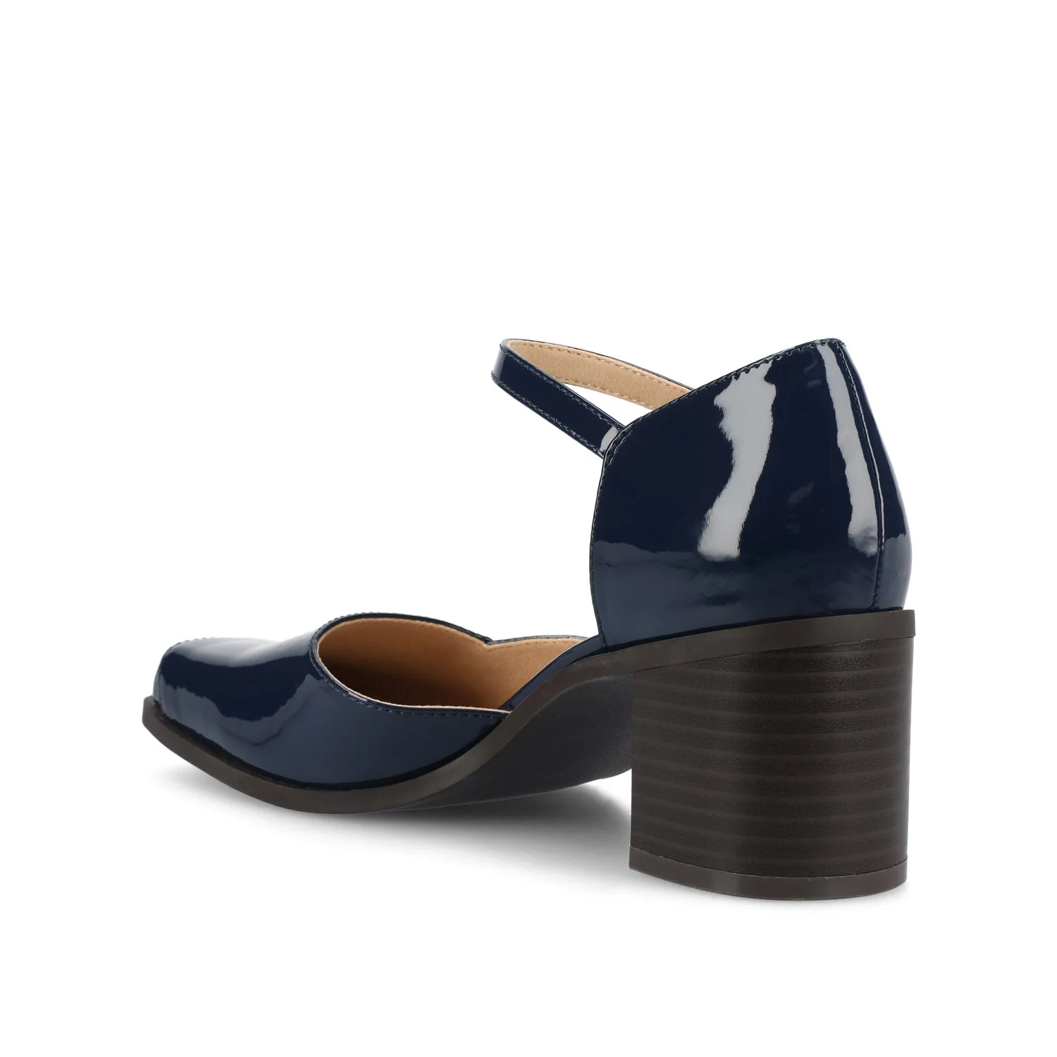 EVANGELINE BLOCK D'ORSAY HEELS IN PATENT - Patent Navy - Image 4