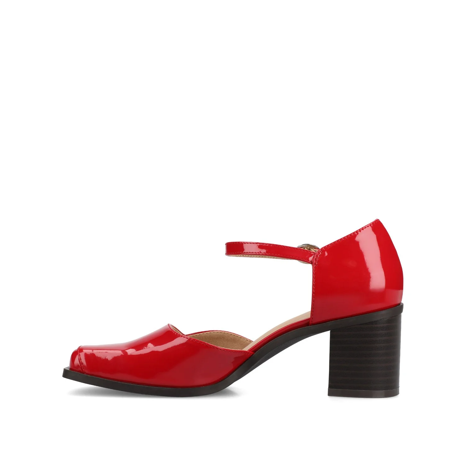 EVANGELINE BLOCK D'ORSAY HEELS IN PATENT - Patent Red - Image 3