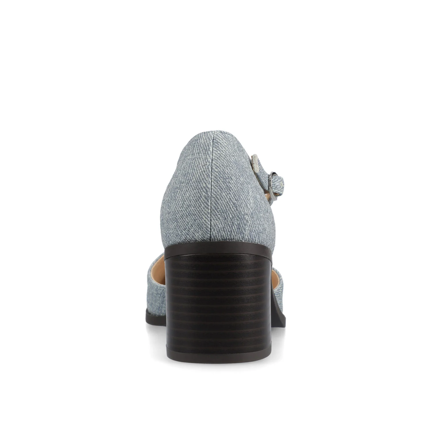 EVANGELINE VEGAN LEATHER HEELS IN WIDE - Denim - Image 6