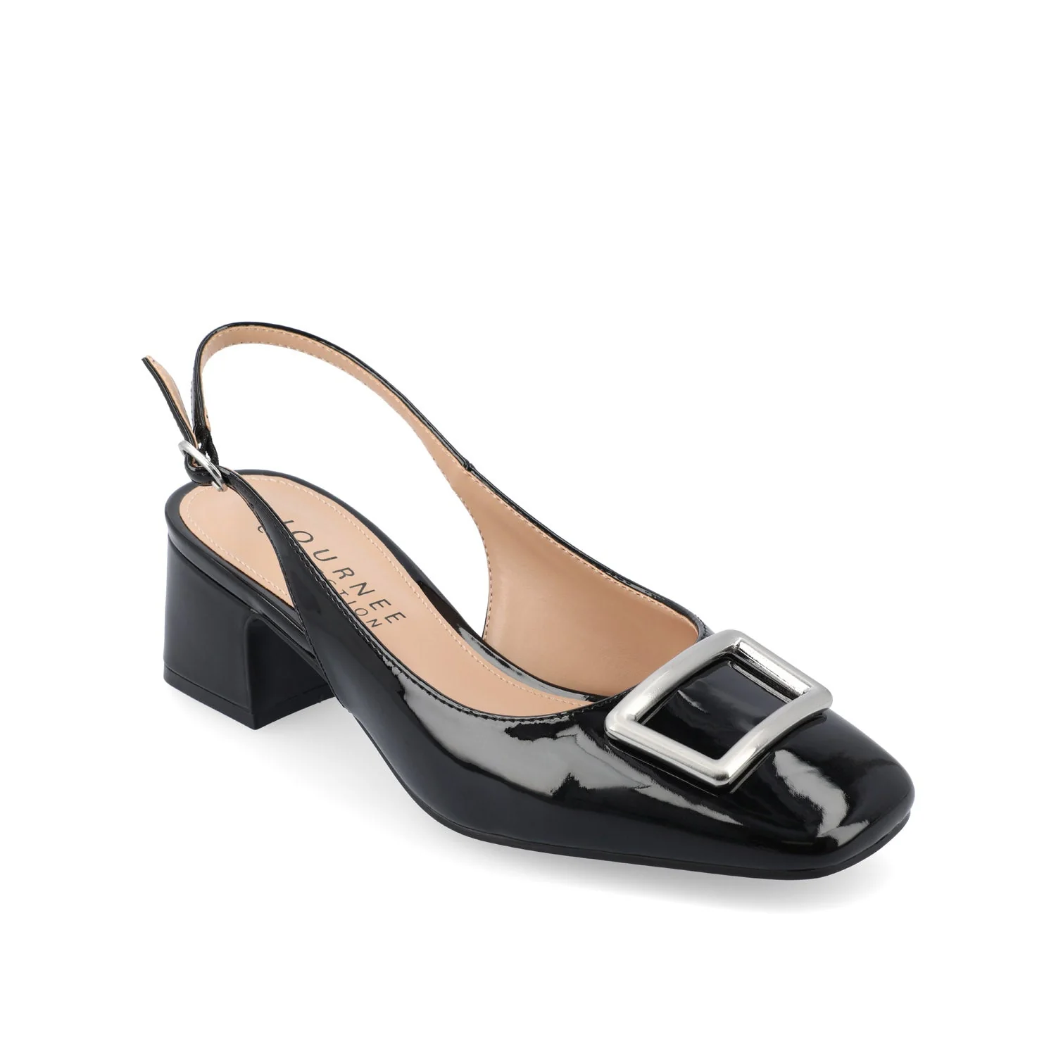 EVERLEE SLINGBACK PUMP HEELS IN VEGAN LEATHER - Black - Image 2