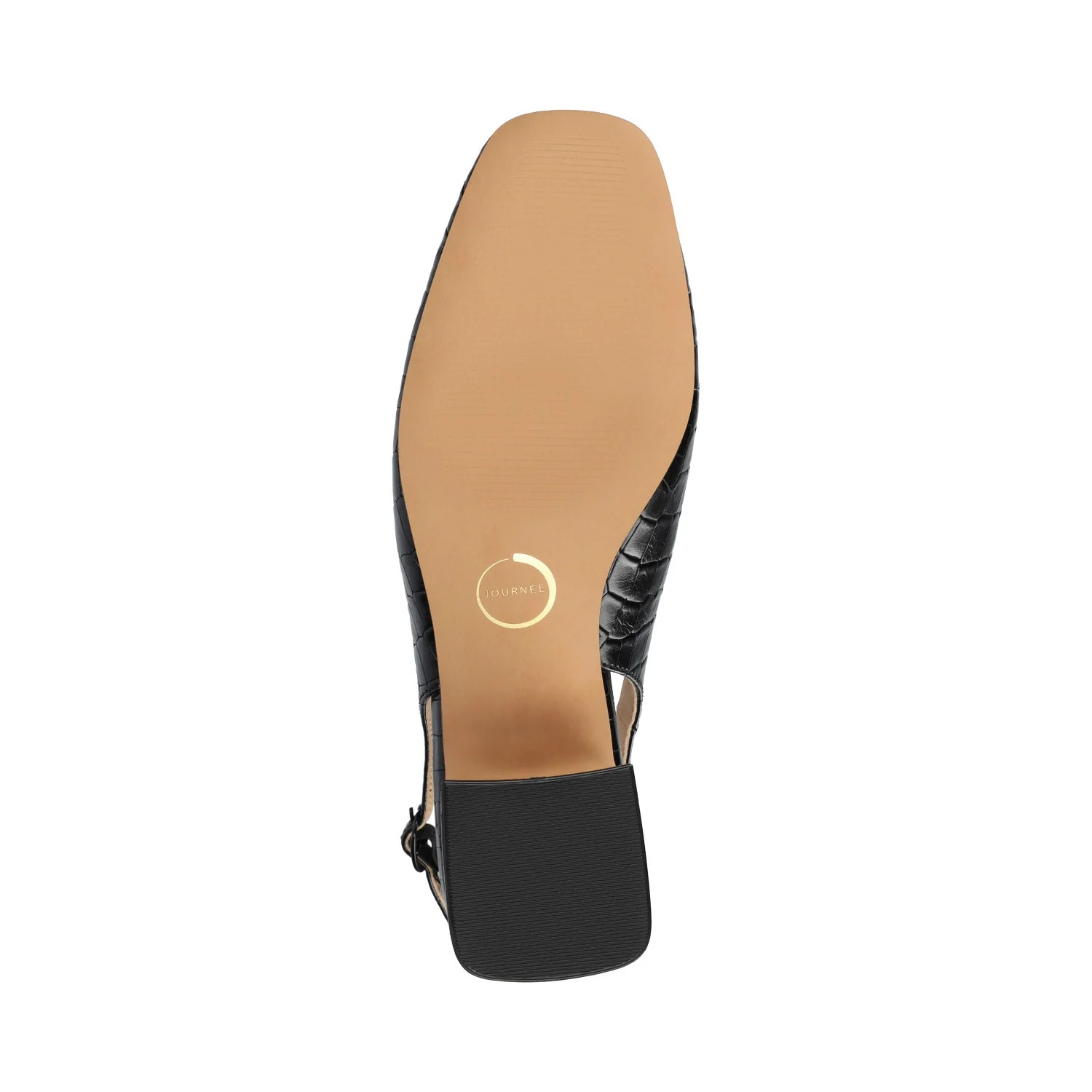 EVERLEE SLINGBACK PUMP HEELS IN VEGAN LEATHER - Black Croco - Image 5