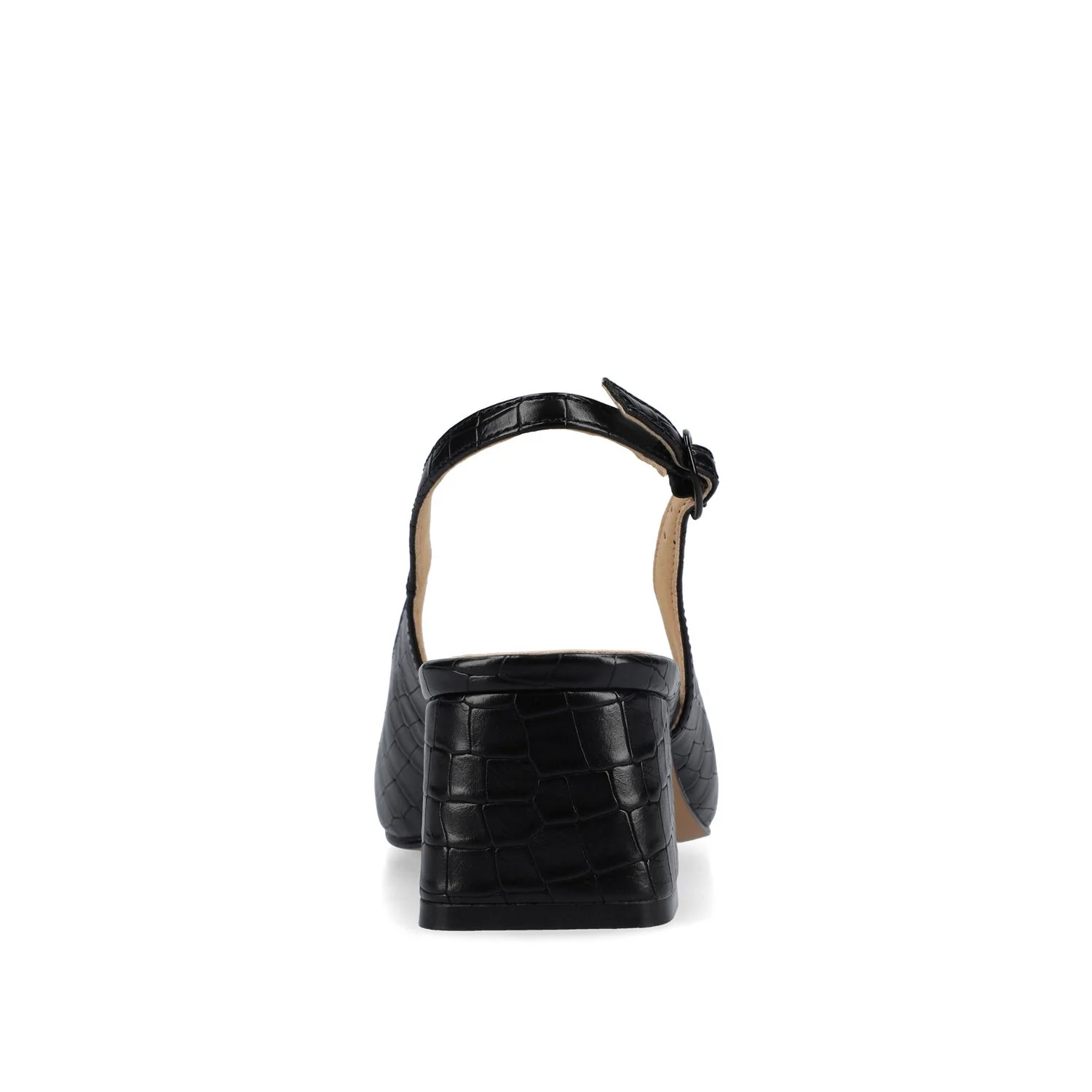 EVERLEE SLINGBACK PUMP HEELS IN VEGAN LEATHER - Black Croco - Image 6