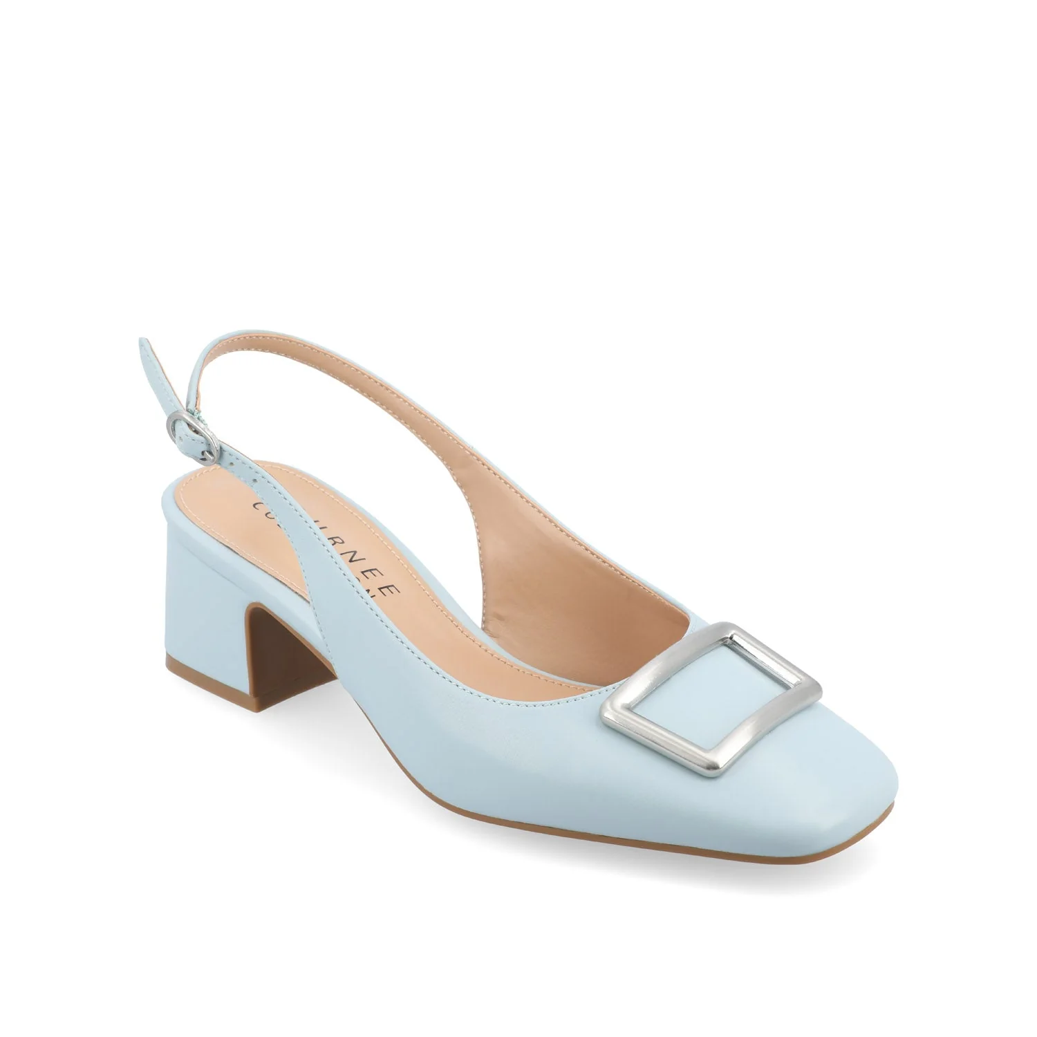 EVERLEE SLINGBACK PUMP HEELS IN VEGAN LEATHER - Blue - Image 2