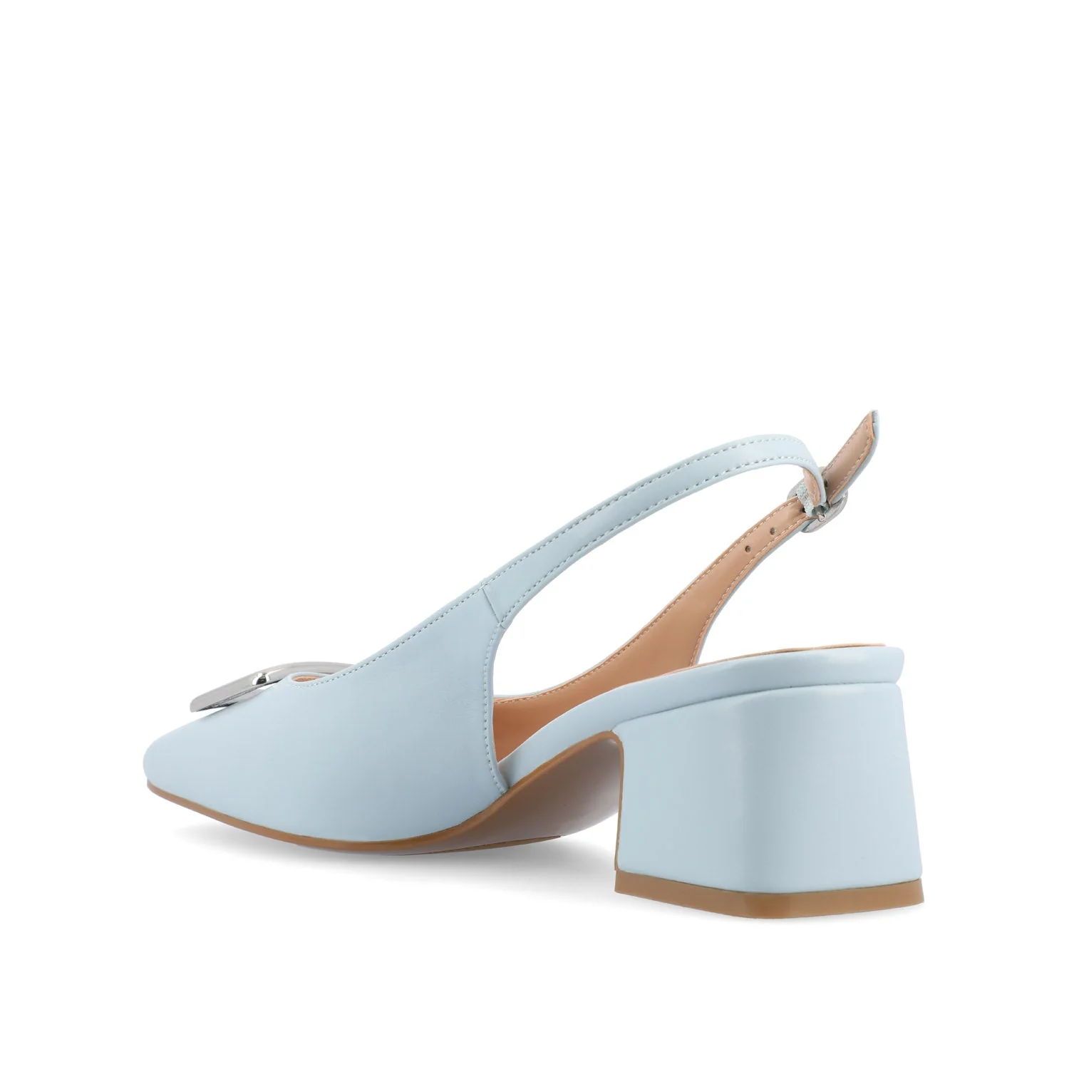EVERLEE SLINGBACK PUMP HEELS IN VEGAN LEATHER - Blue - Image 4