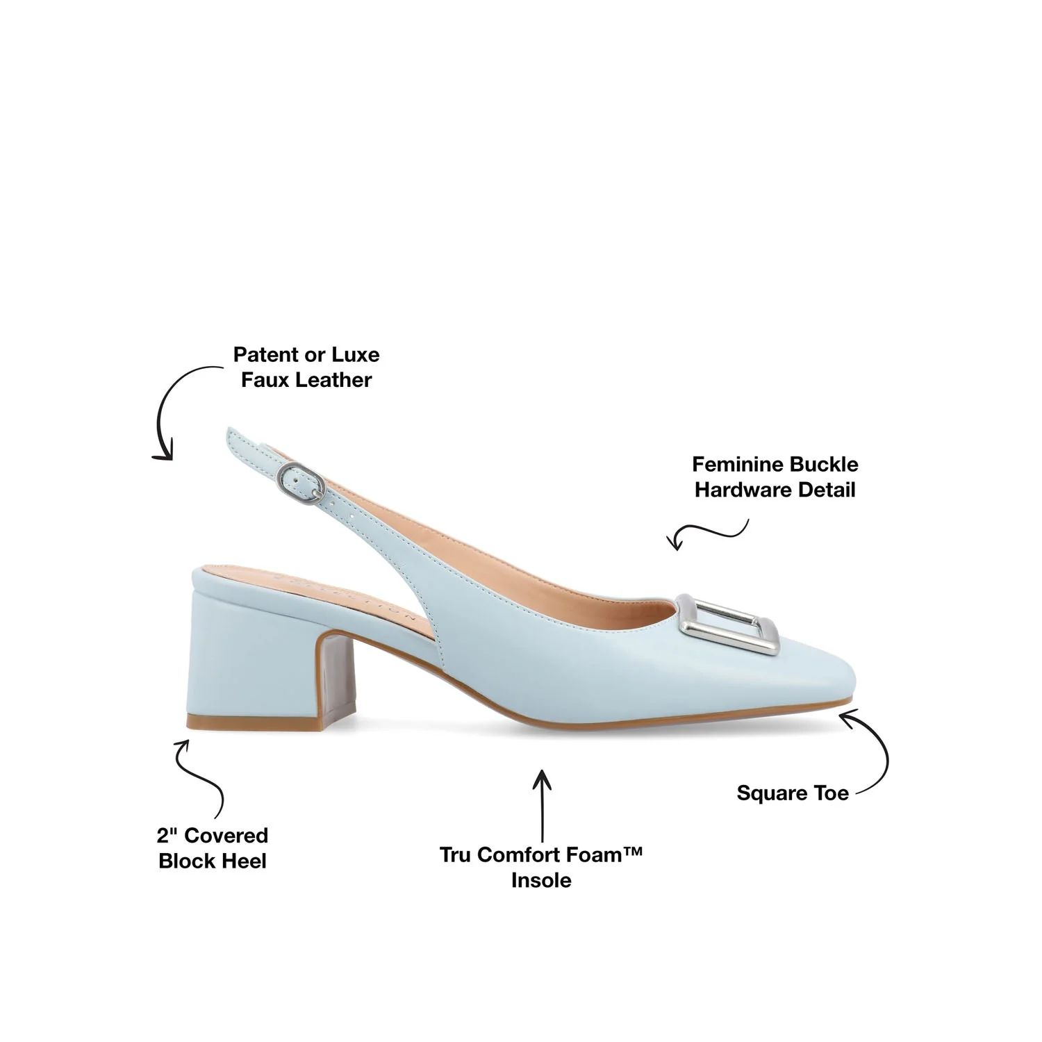 EVERLEE SLINGBACK PUMP HEELS IN VEGAN LEATHER - Blue - Image 9