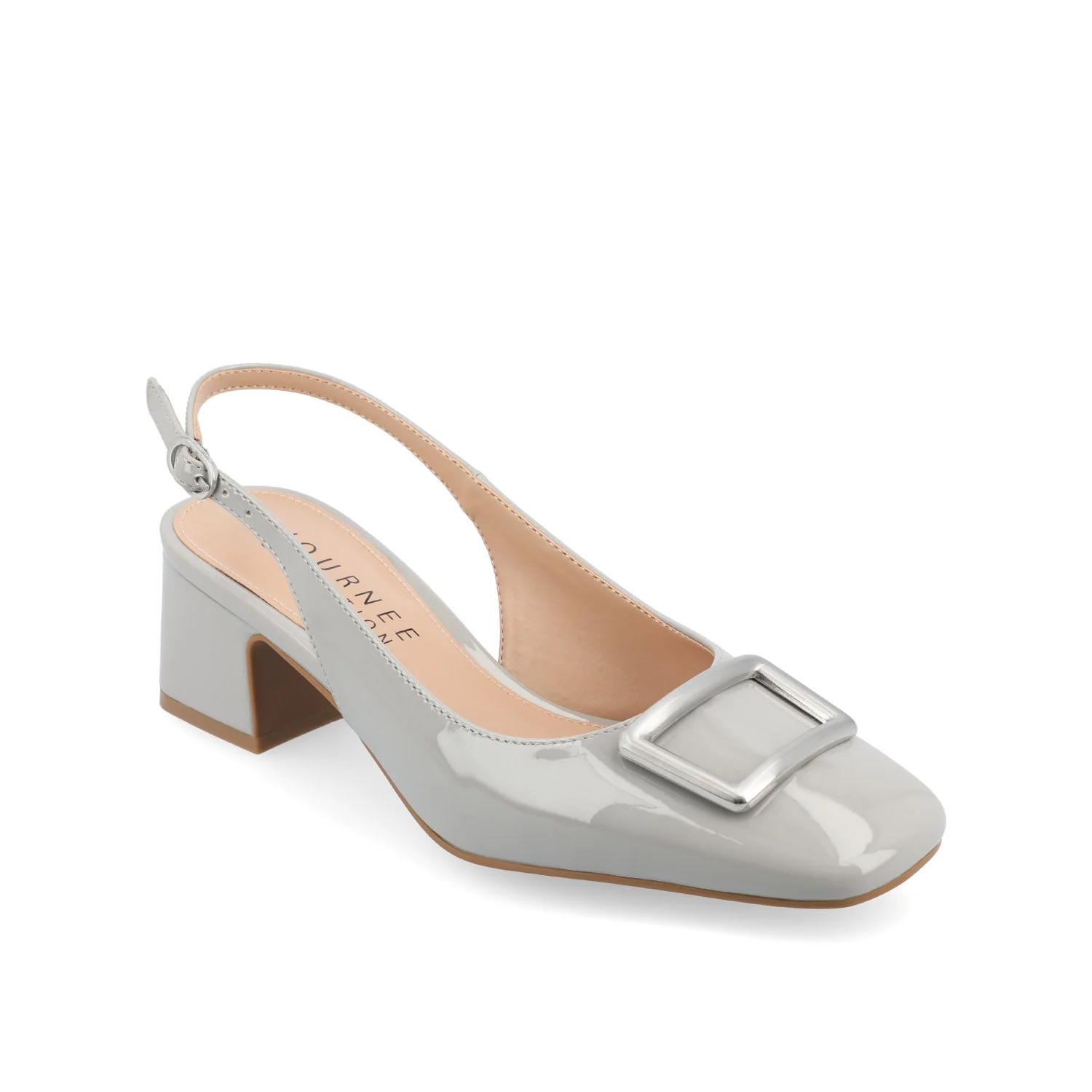 EVERLEE SLINGBACK PUMP HEELS IN VEGAN LEATHER - Grey - Image 2