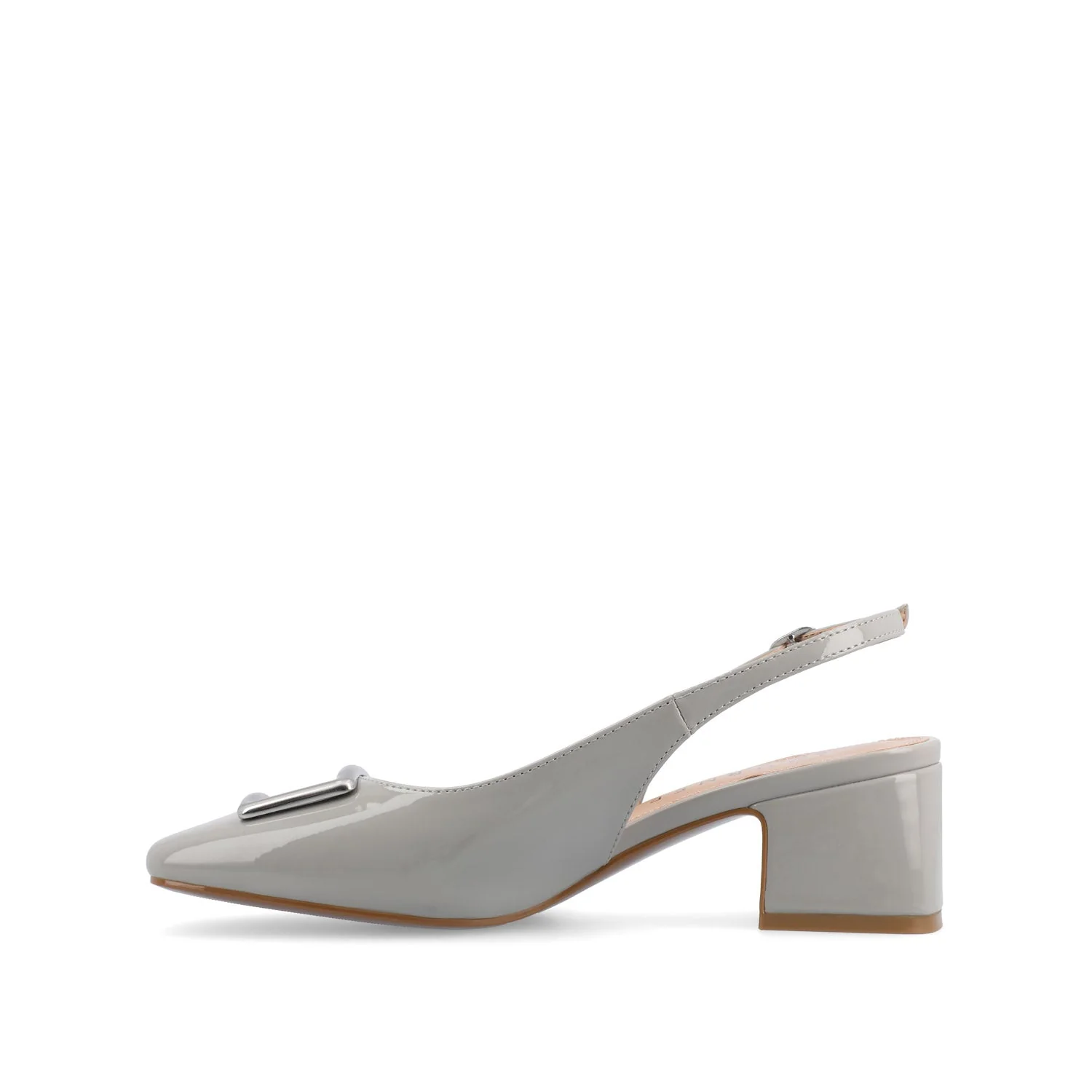 EVERLEE SLINGBACK PUMP HEELS IN VEGAN LEATHER - Grey - Image 3