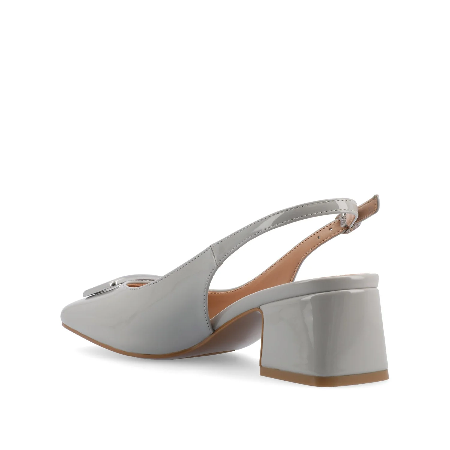 EVERLEE SLINGBACK PUMP HEELS IN VEGAN LEATHER - Grey - Image 4