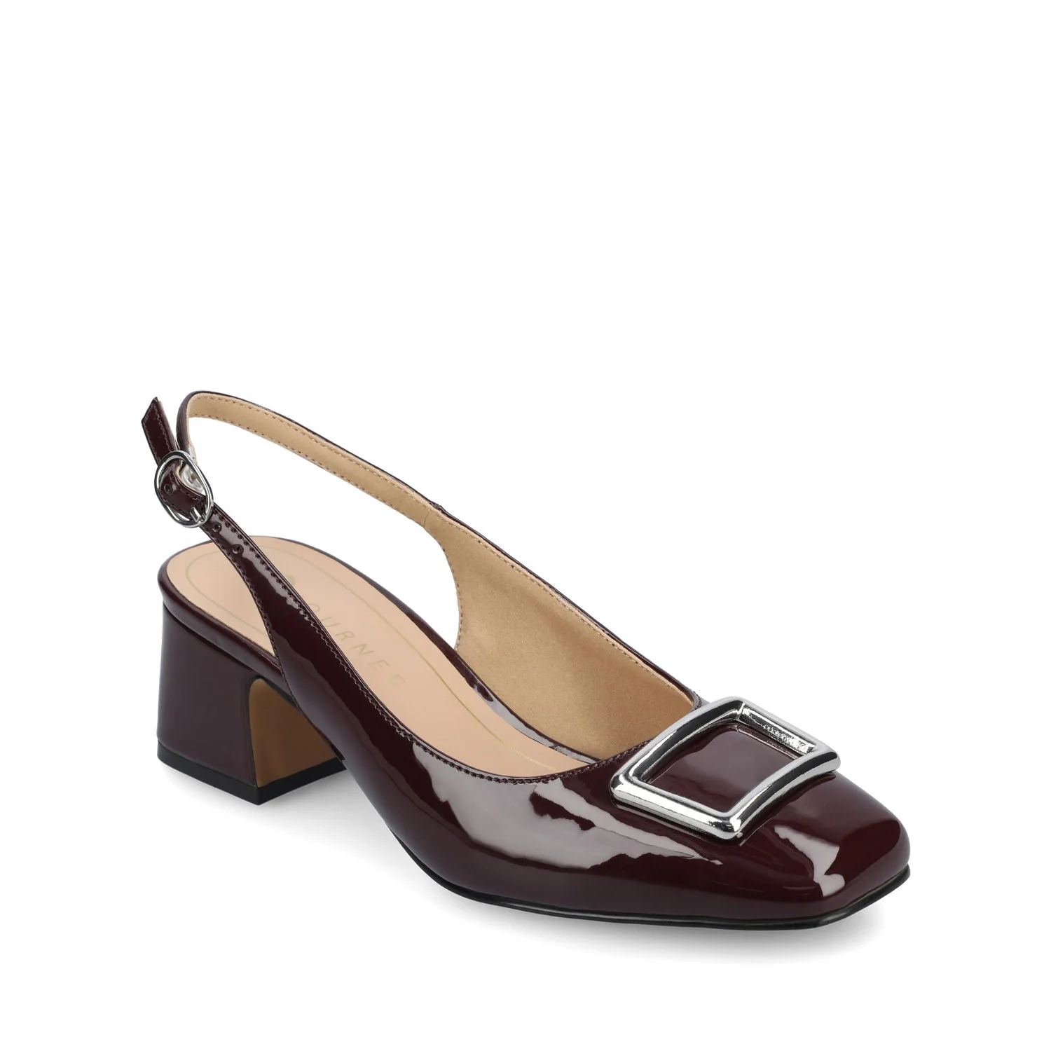 EVERLEE SLINGBACK PUMP HEELS IN VEGAN LEATHER - Oxblood Nubuck - Image 2