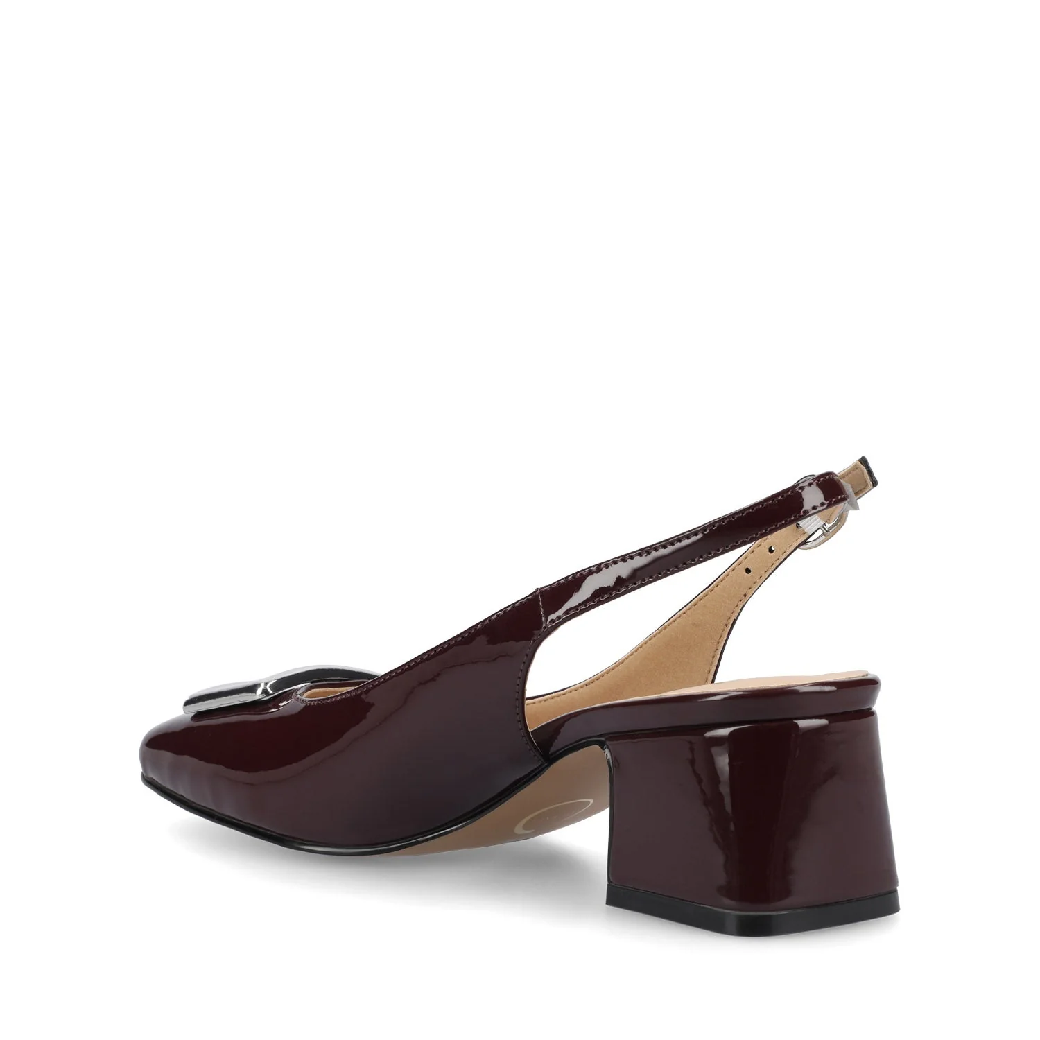 EVERLEE SLINGBACK PUMP HEELS IN VEGAN LEATHER - Oxblood Nubuck - Image 3