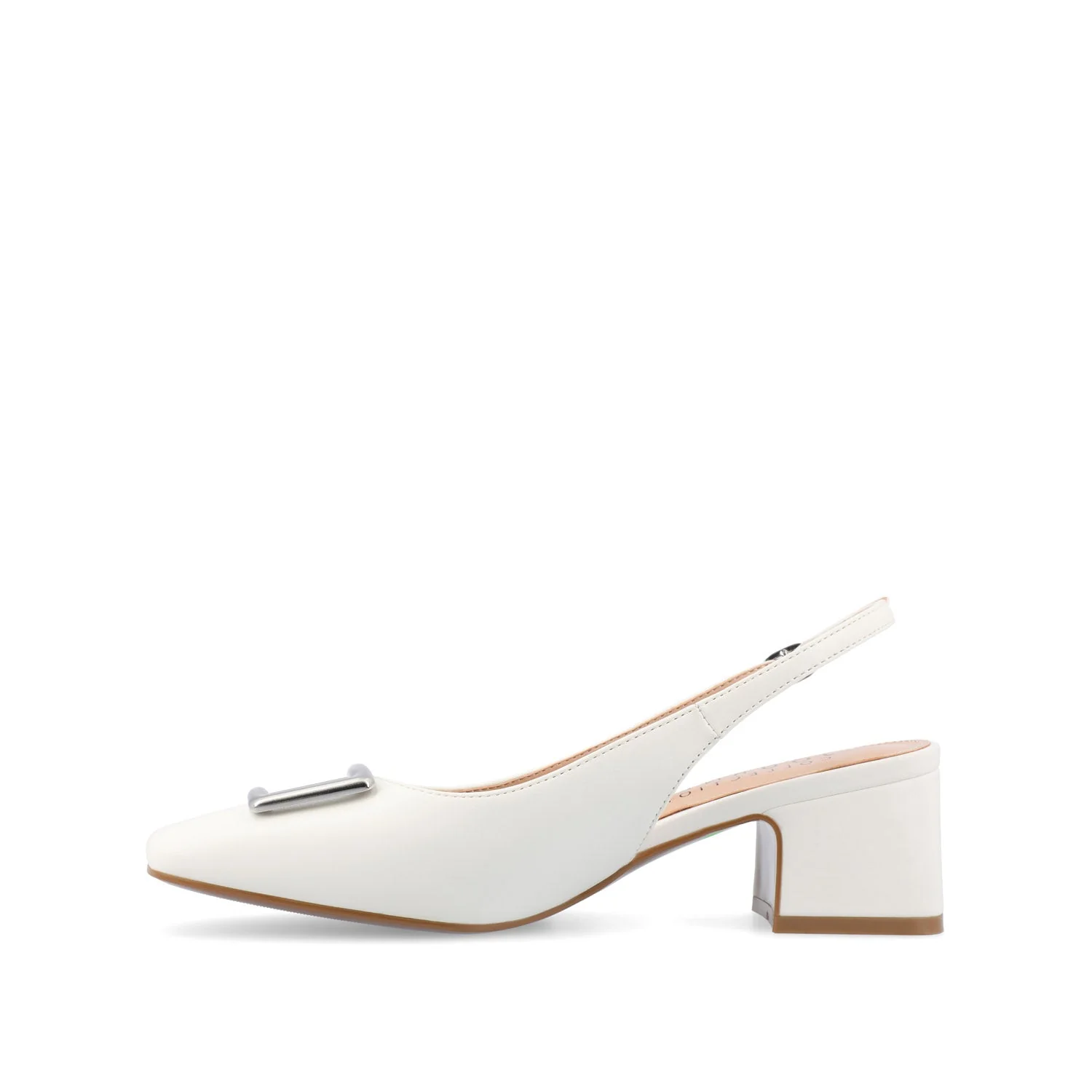 EVERLEE SLINGBACK PUMP HEELS IN VEGAN LEATHER - White - Image 3