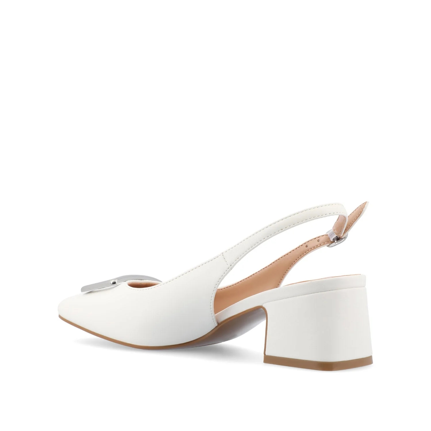 EVERLEE SLINGBACK PUMP HEELS IN VEGAN LEATHER - White - Image 4