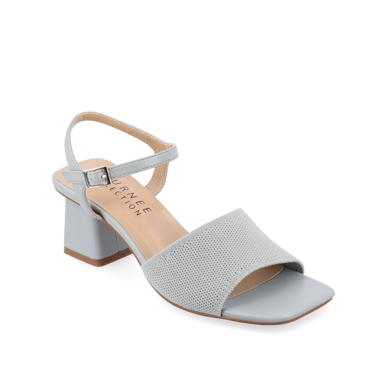EVYLINN STRAPPY HEELS IN KNIT FABRIC - Blue Knit - Image 2
