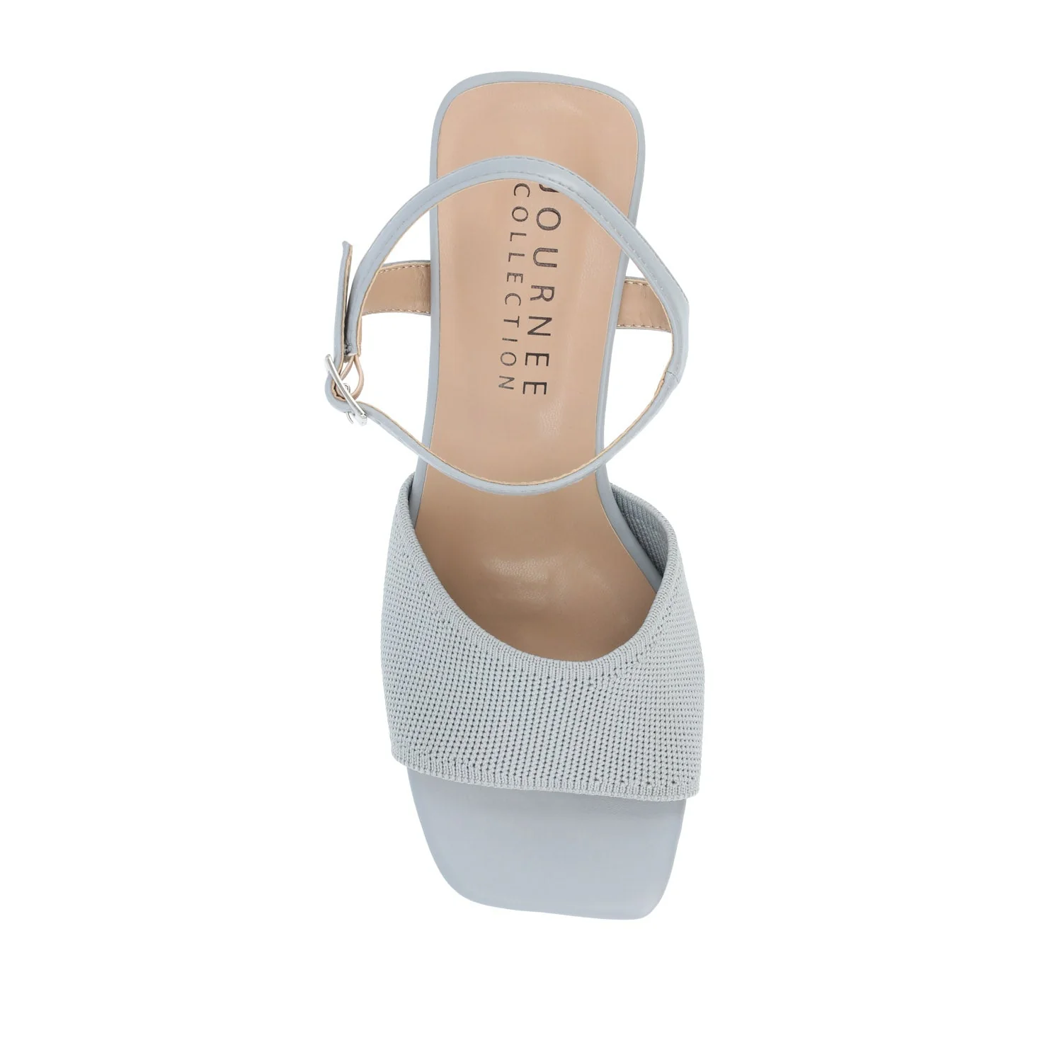EVYLINN STRAPPY HEELS IN KNIT FABRIC - Blue Knit - Image 6