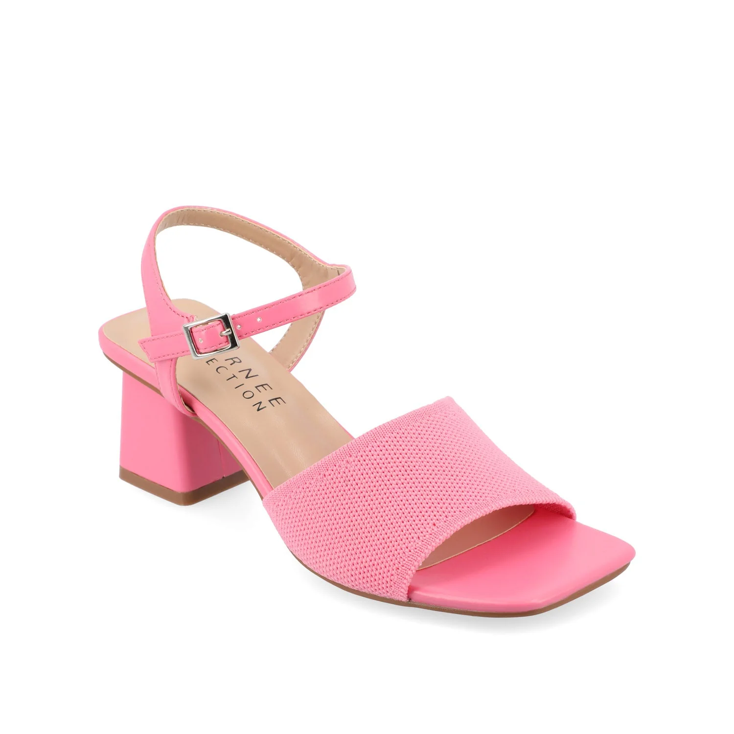 EVYLINN STRAPPY HEELS IN KNIT FABRIC - Pink Knit - Image 4